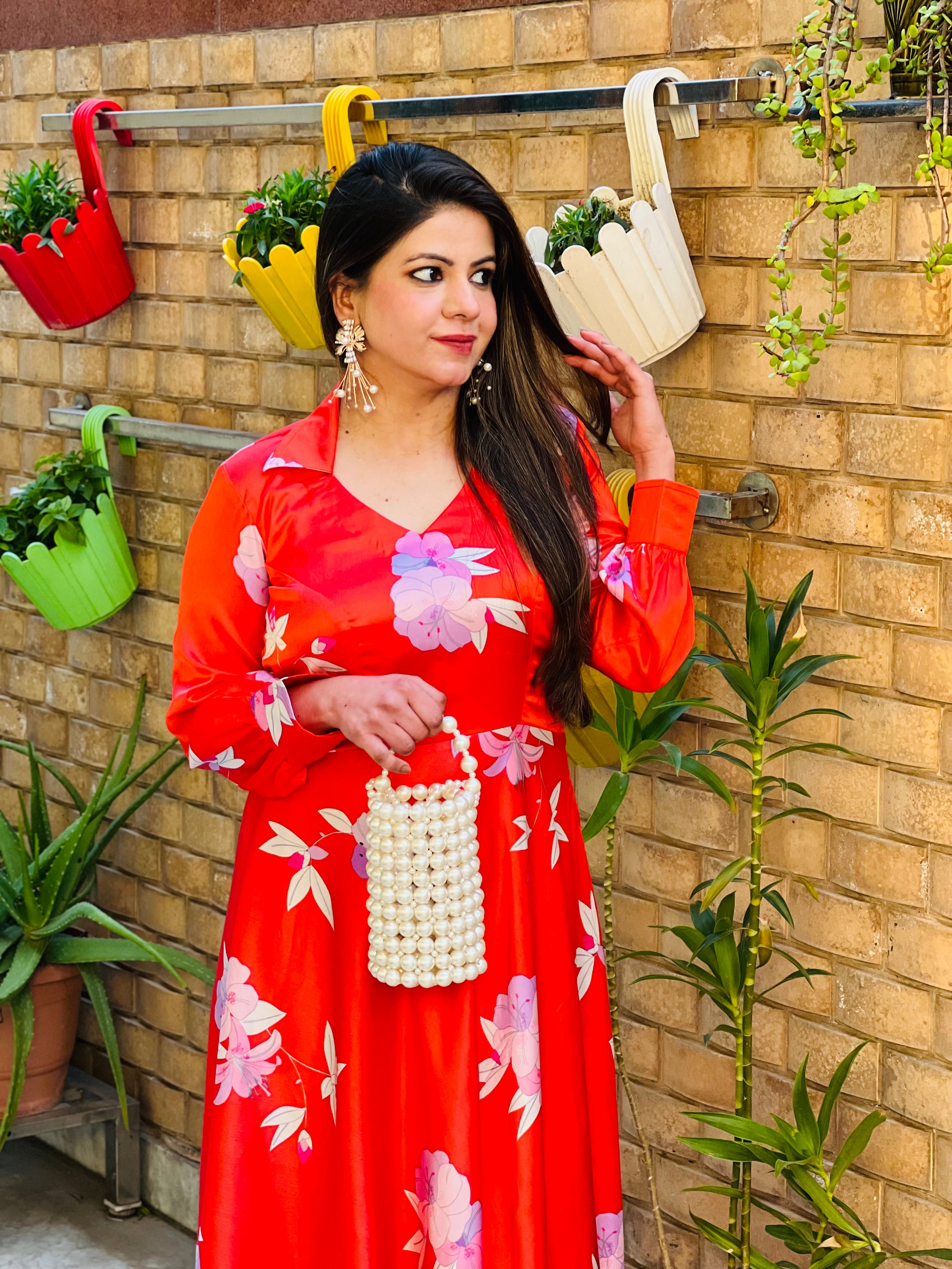 Vermilion Satin Maxi