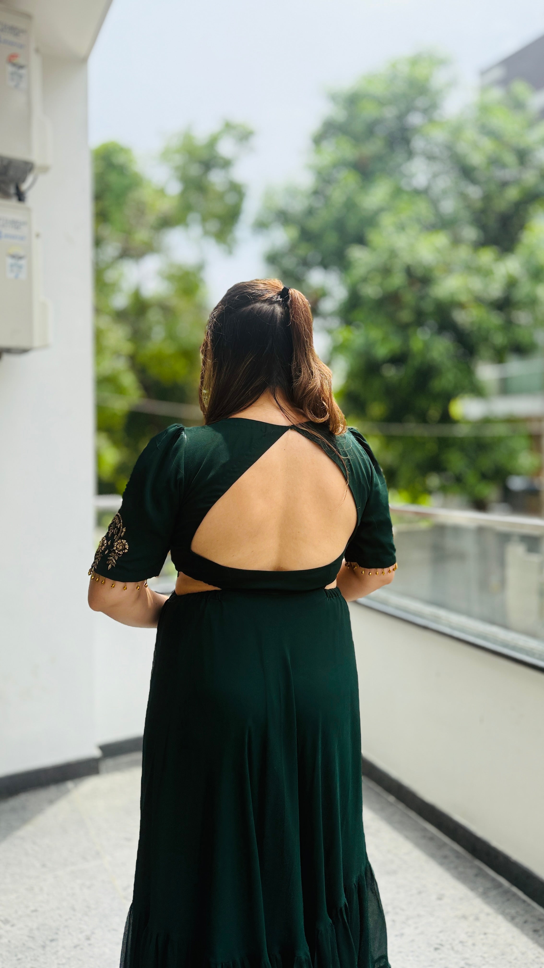 Green Teej Ethnic Maxi