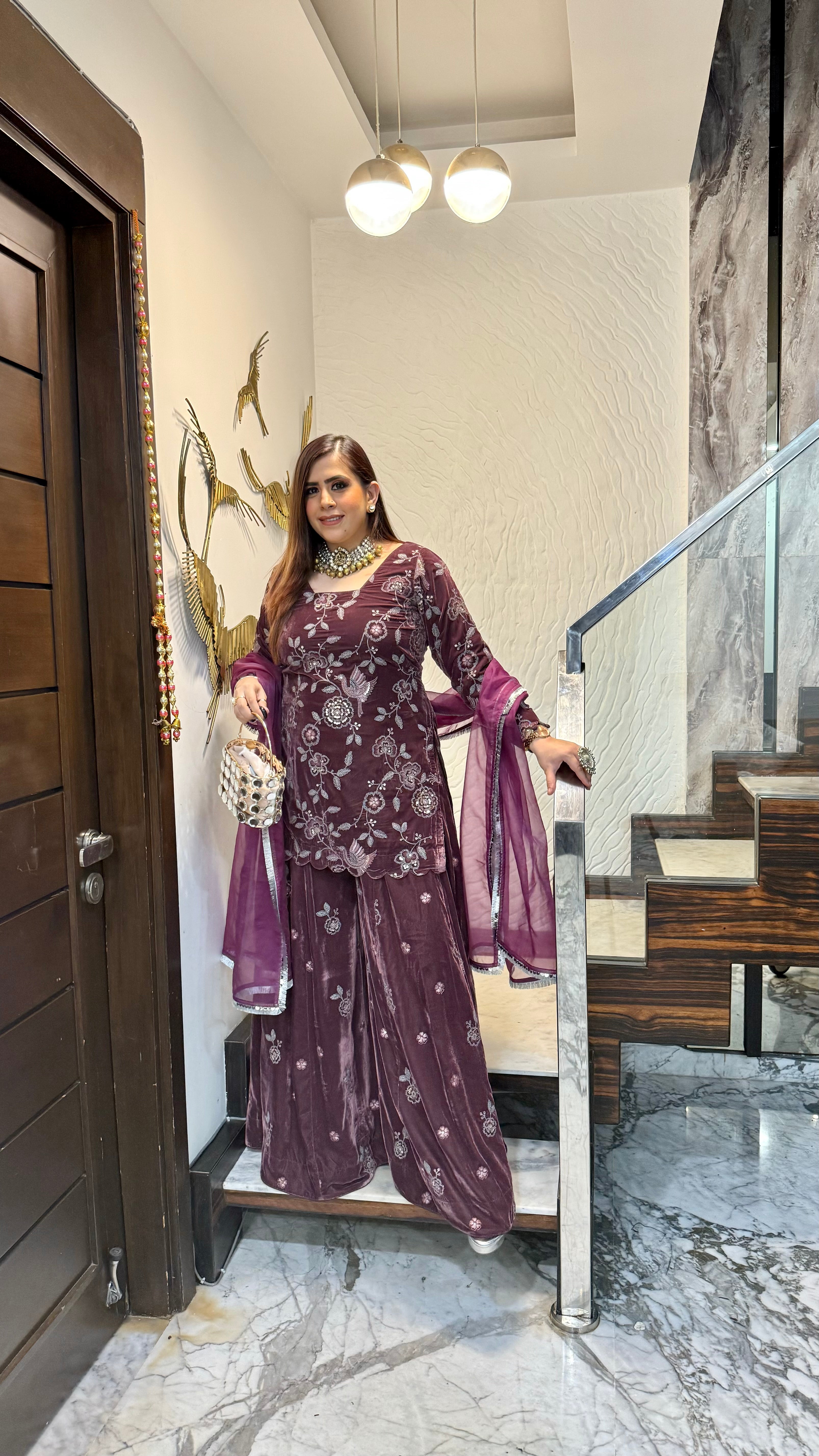 Mauve Story Sharara Suit