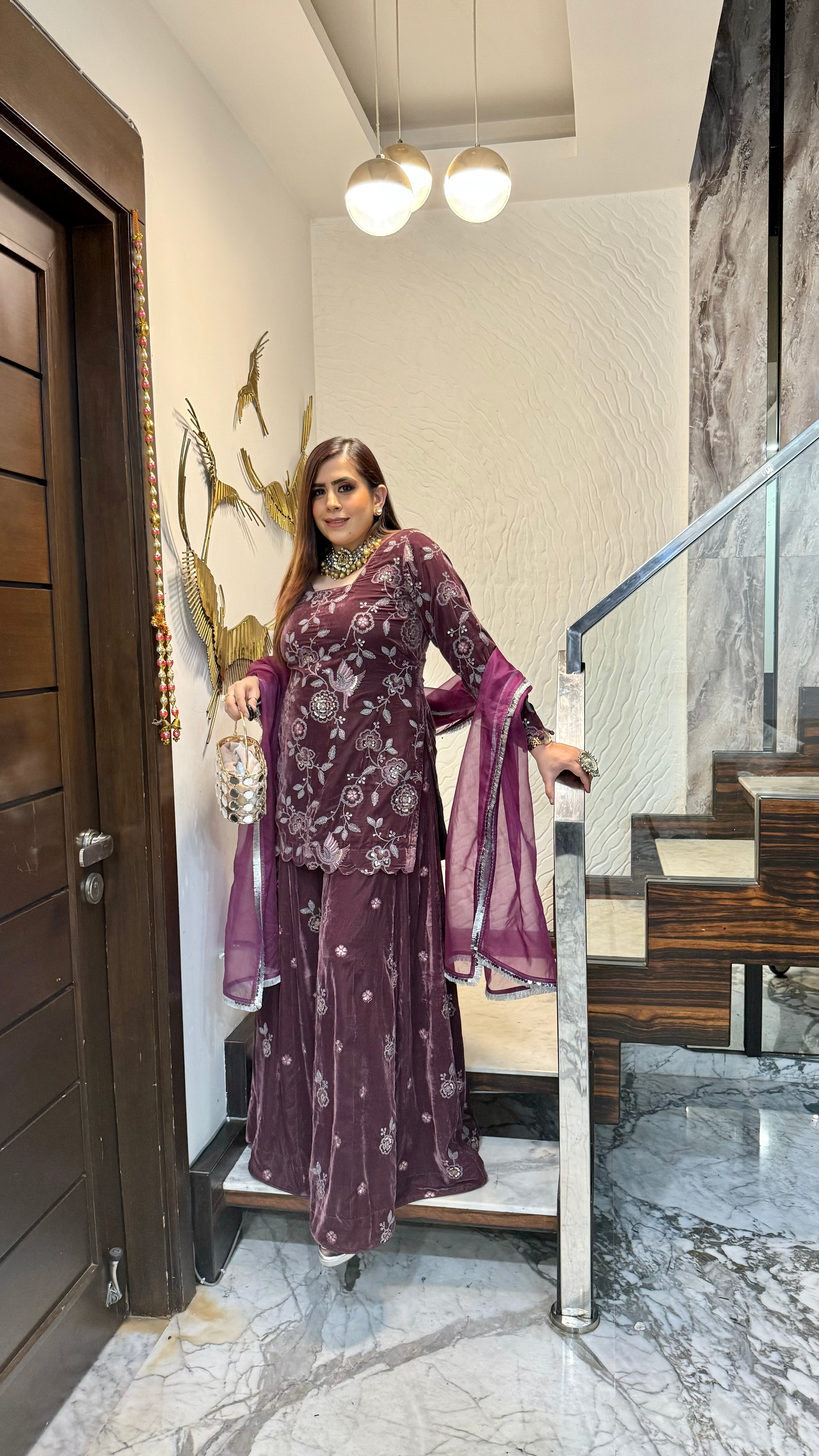 Mauve Story Sharara Suit