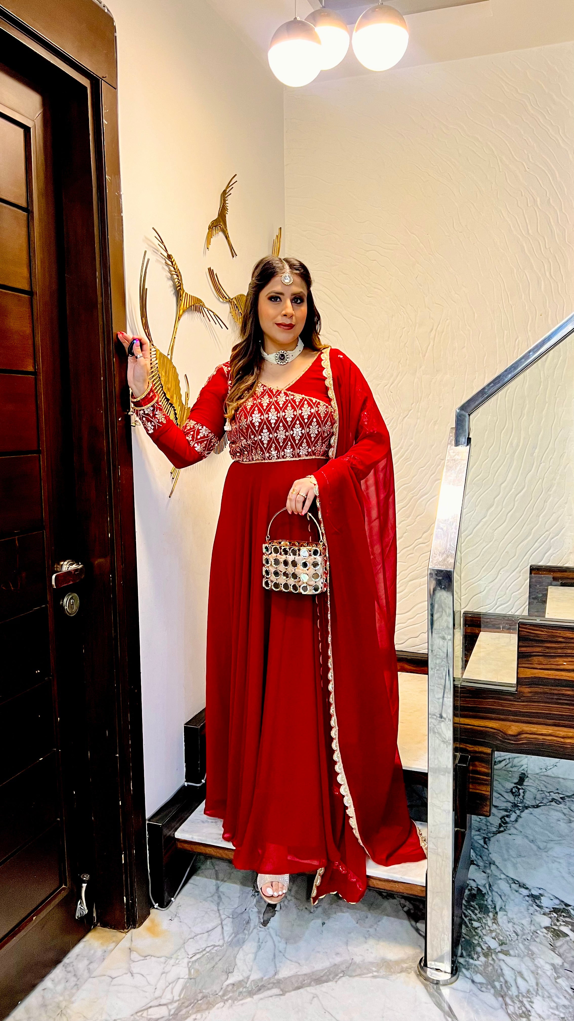 Maroon Karvachauth Anarkali