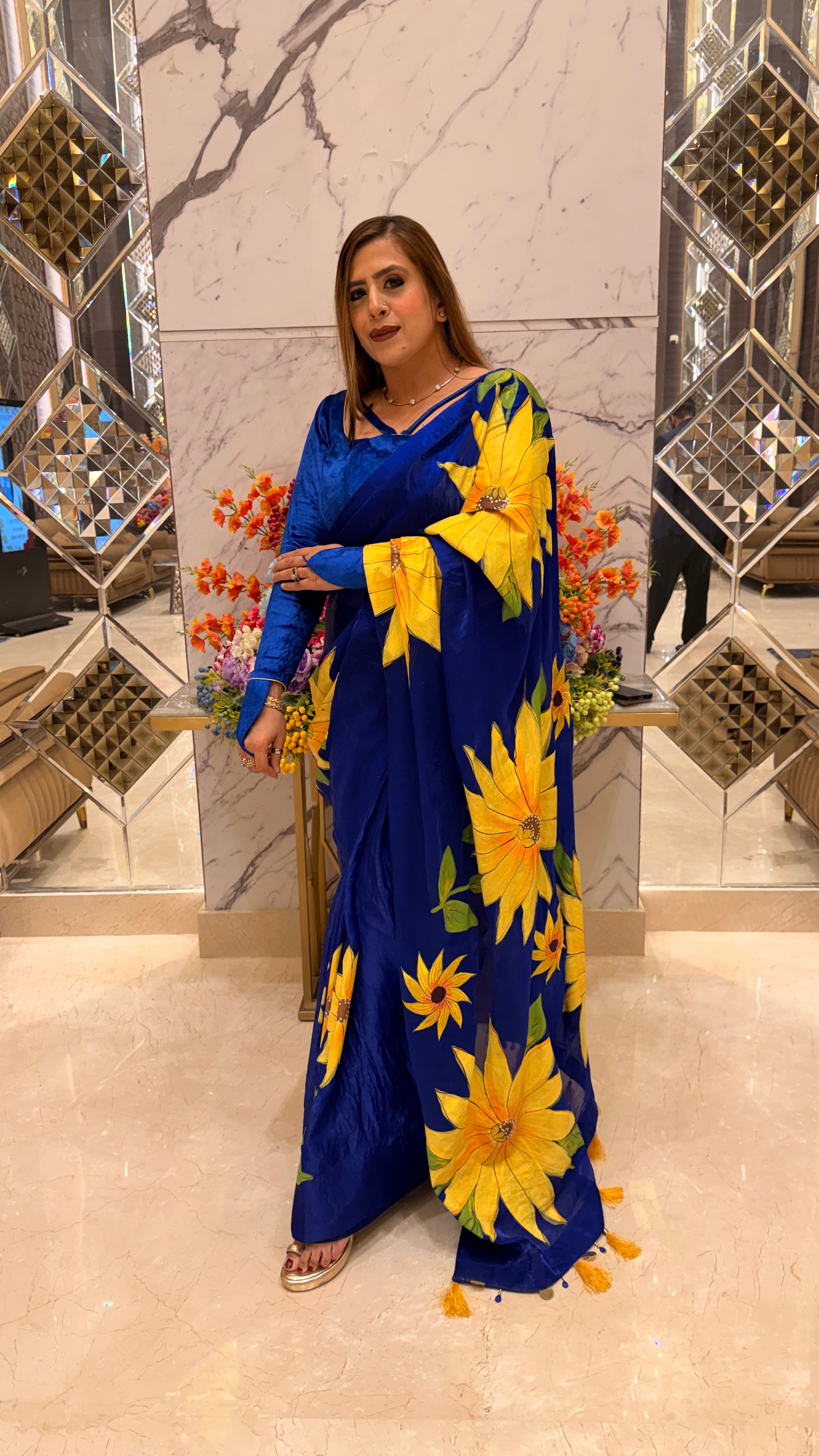 Sunflowers In Sky Saree