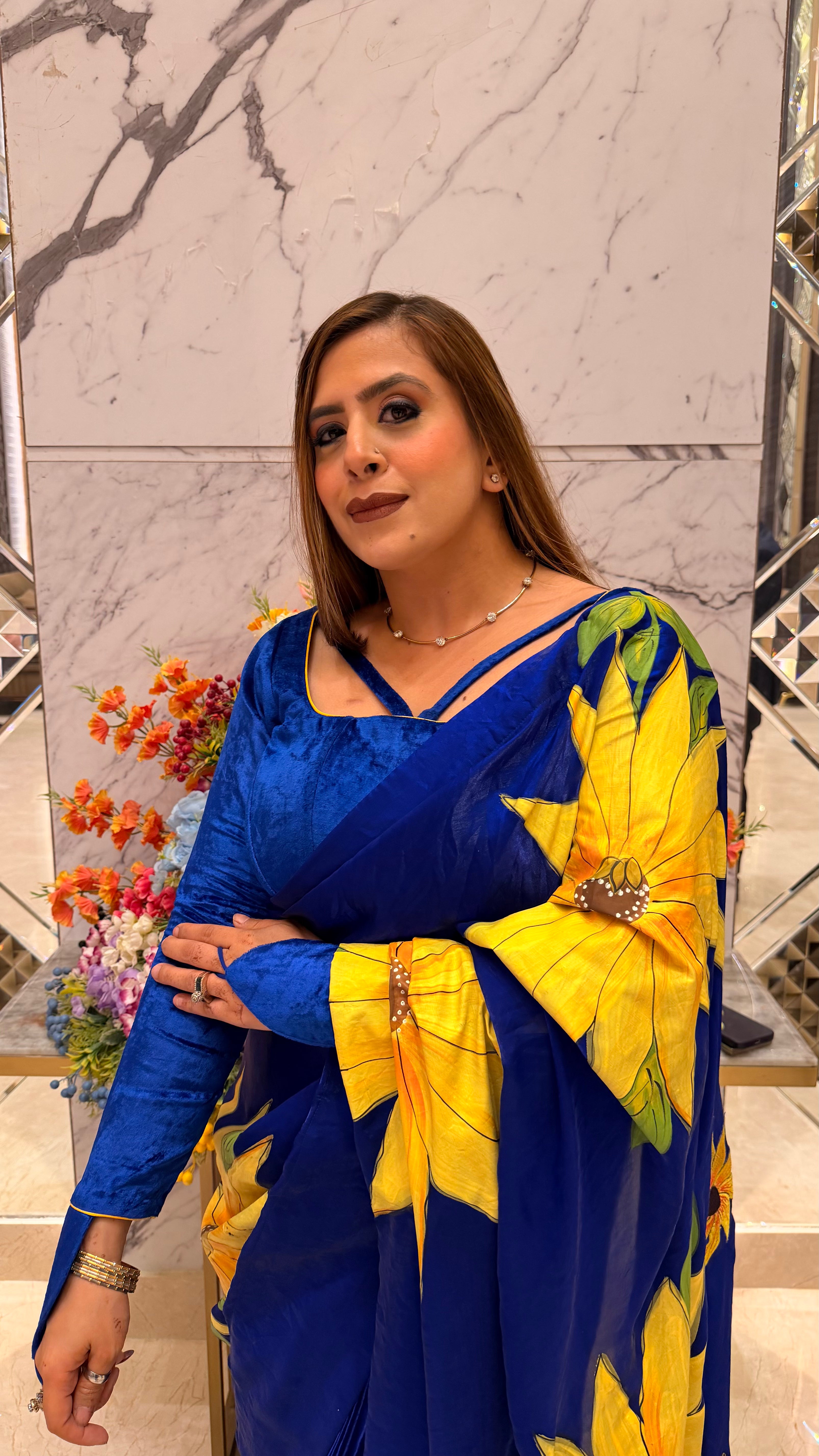 Sunflowers In Sky Saree