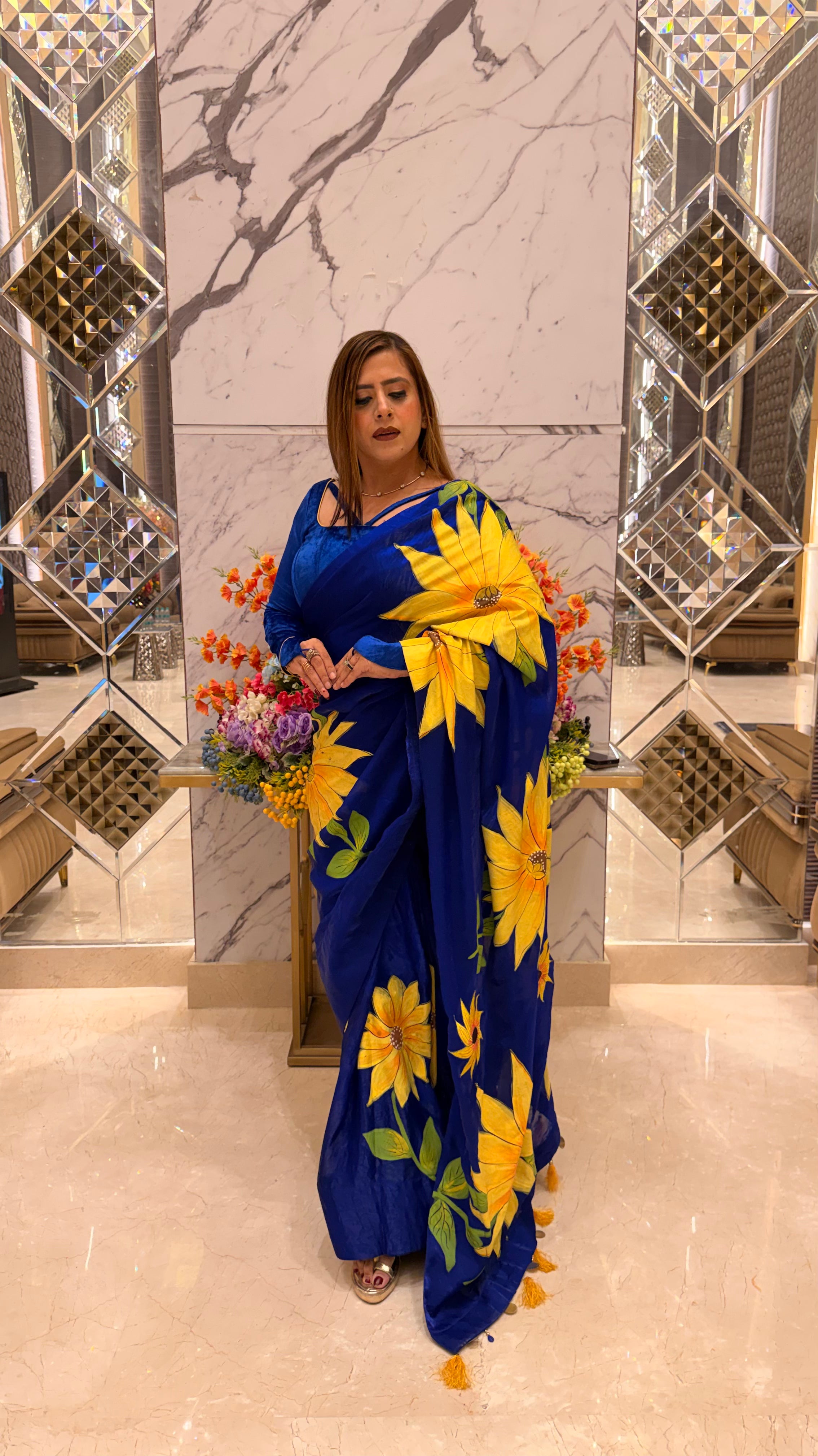 Sunflowers In Sky Saree