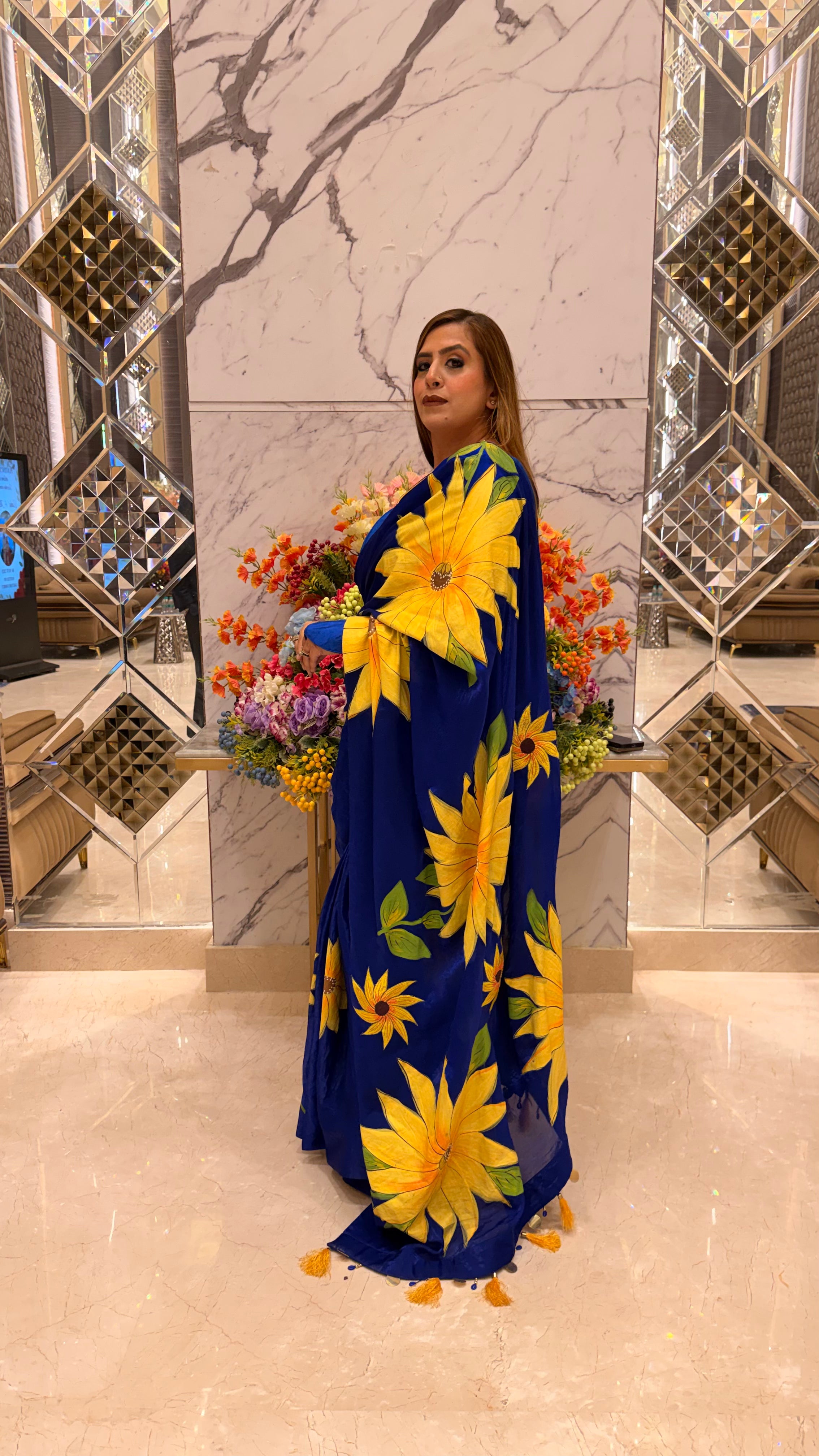 Sunflowers In Sky Saree