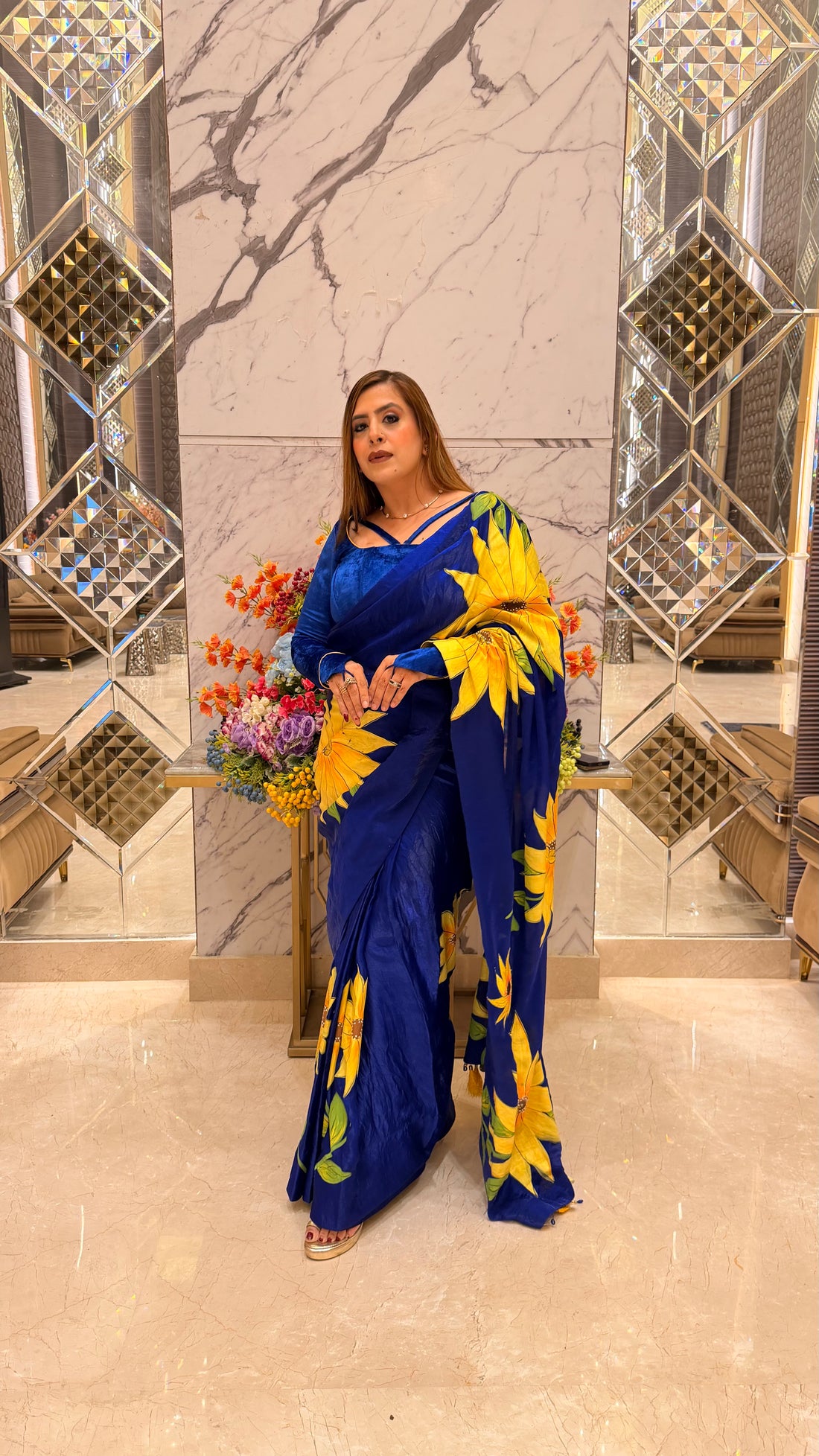 Sunflowers In Sky Saree