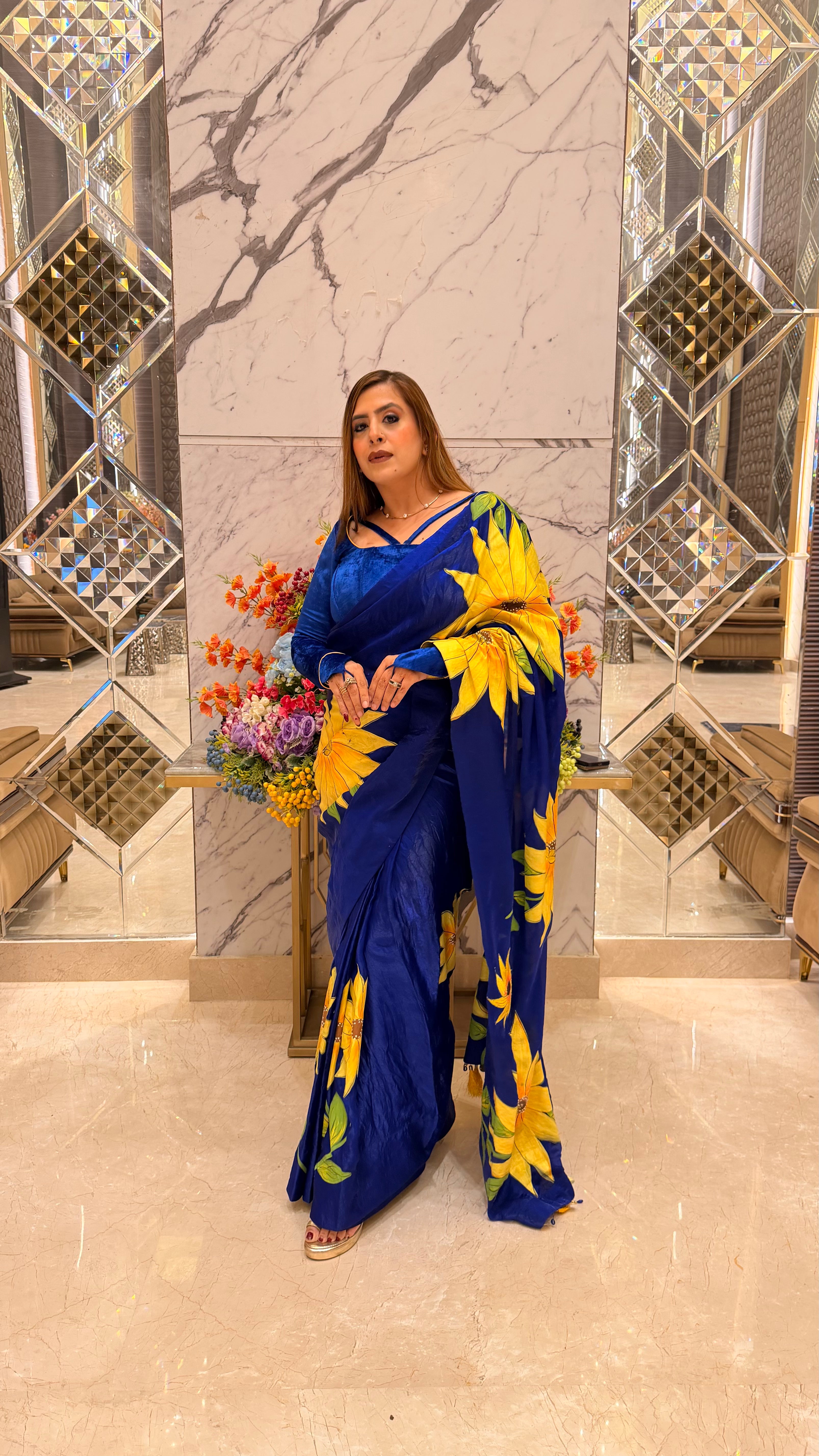 Sunflowers In Sky Saree
