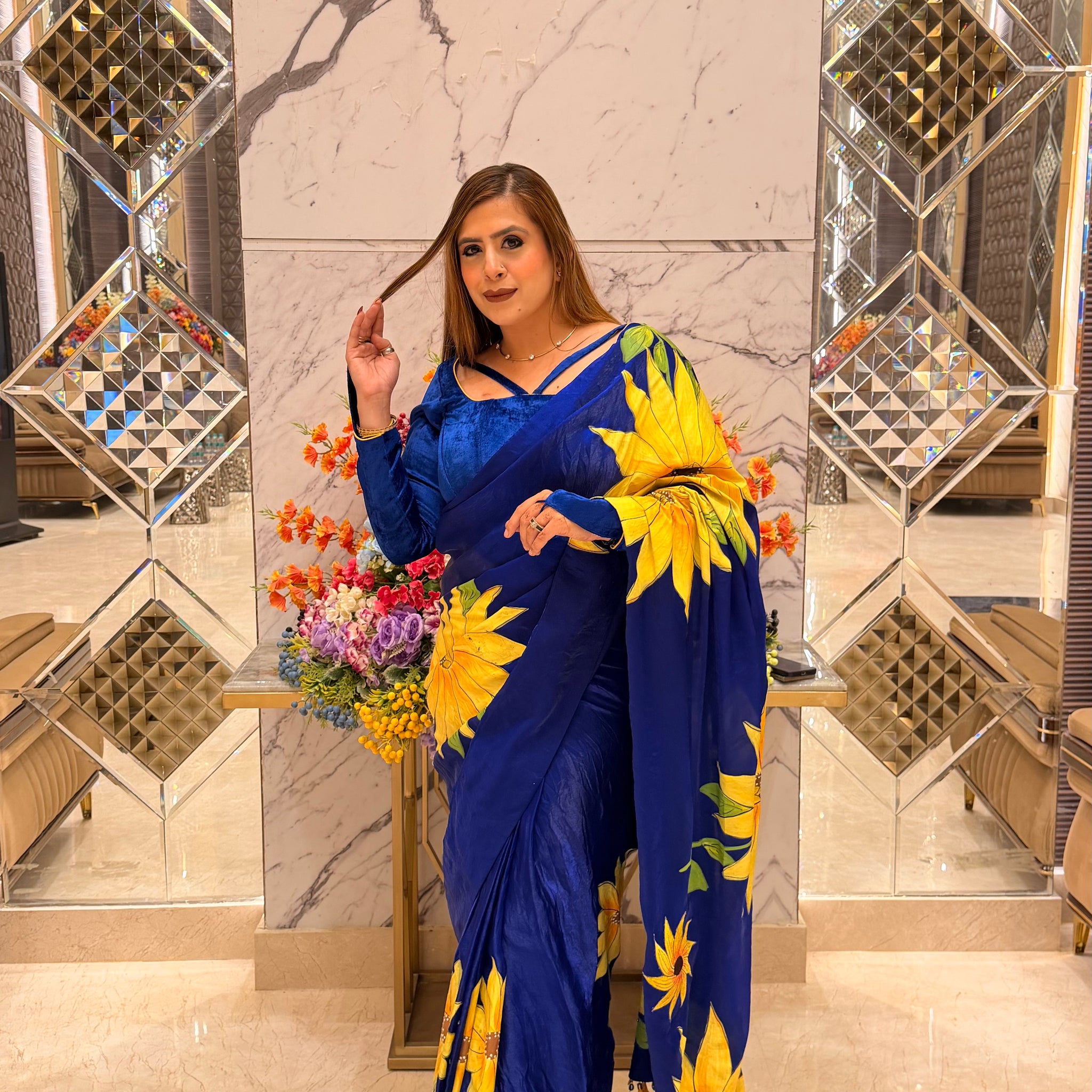 Sunflowers In Sky Saree