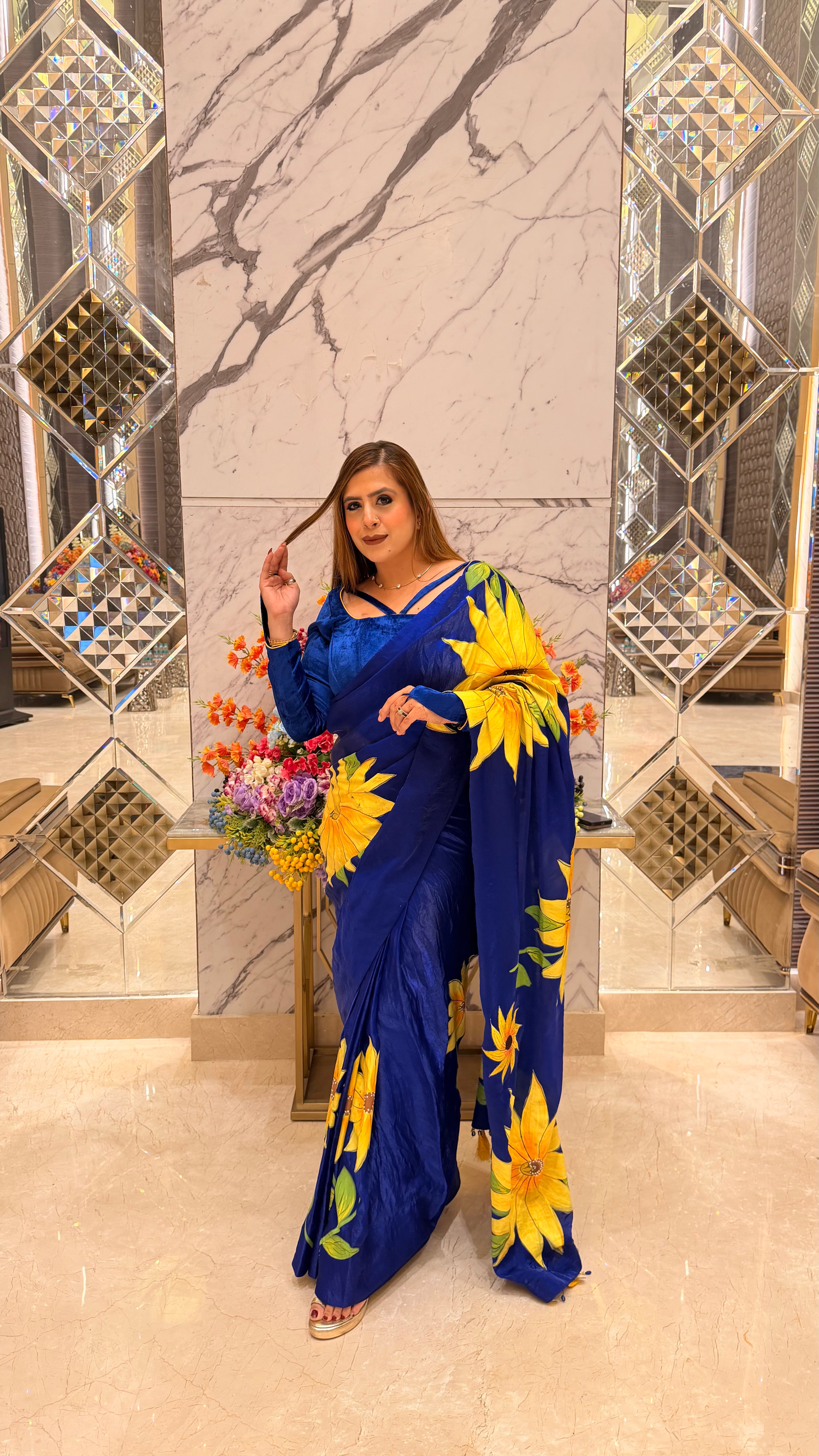 Sunflowers In Sky Saree