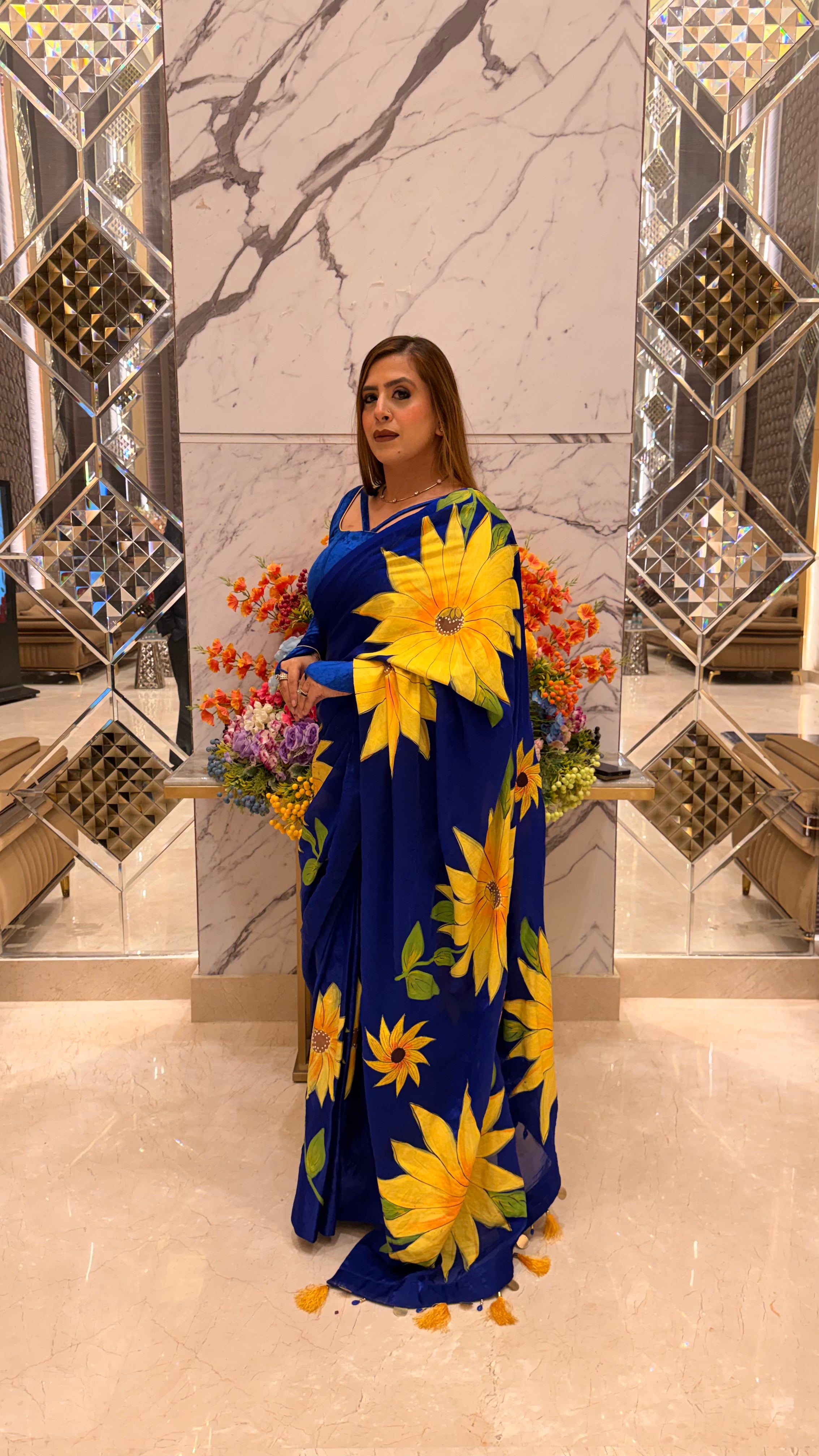 Sunflowers In Sky Saree