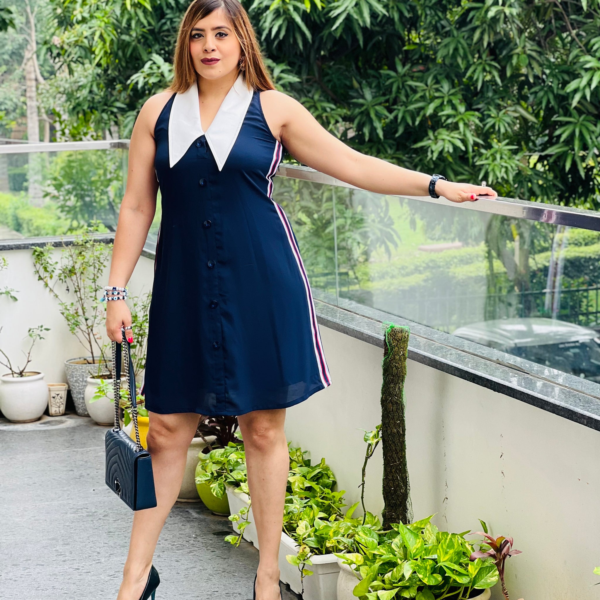 Happy High Collar Dress