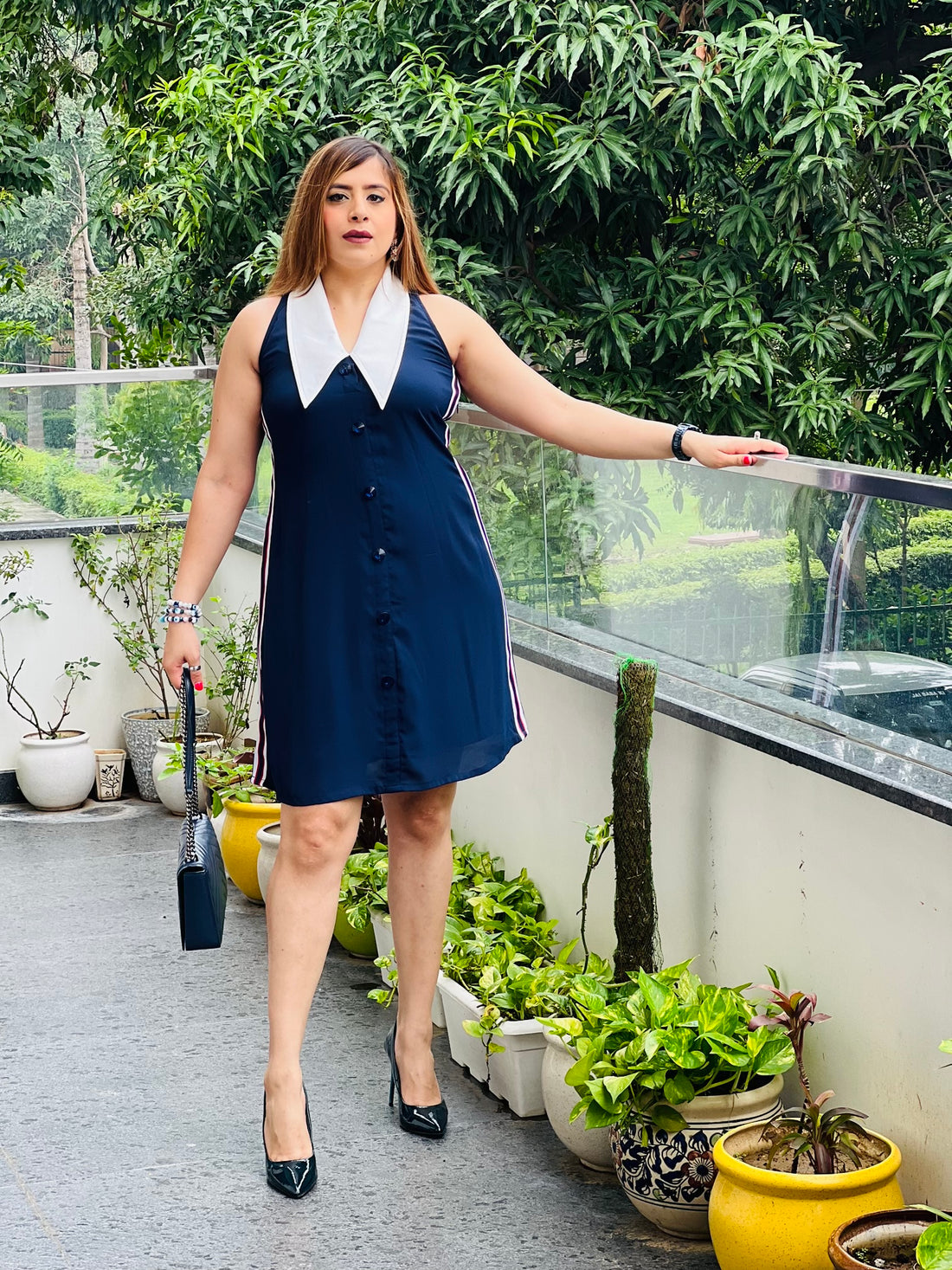 Happy High Collar Dress