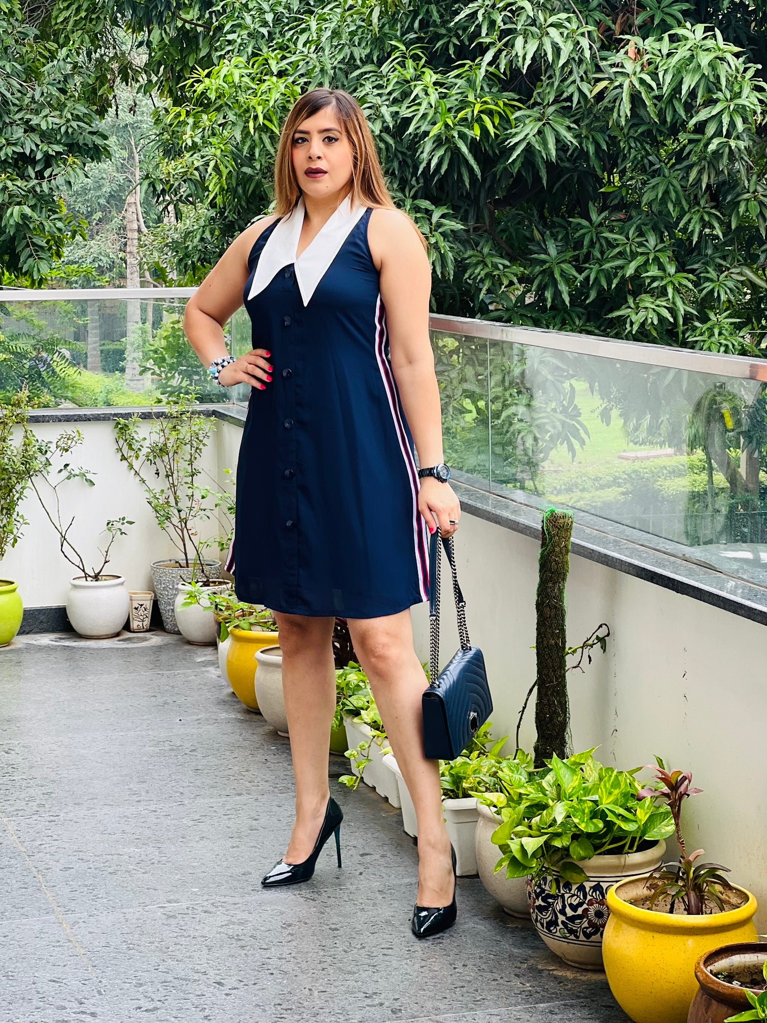 Happy High Collar Dress