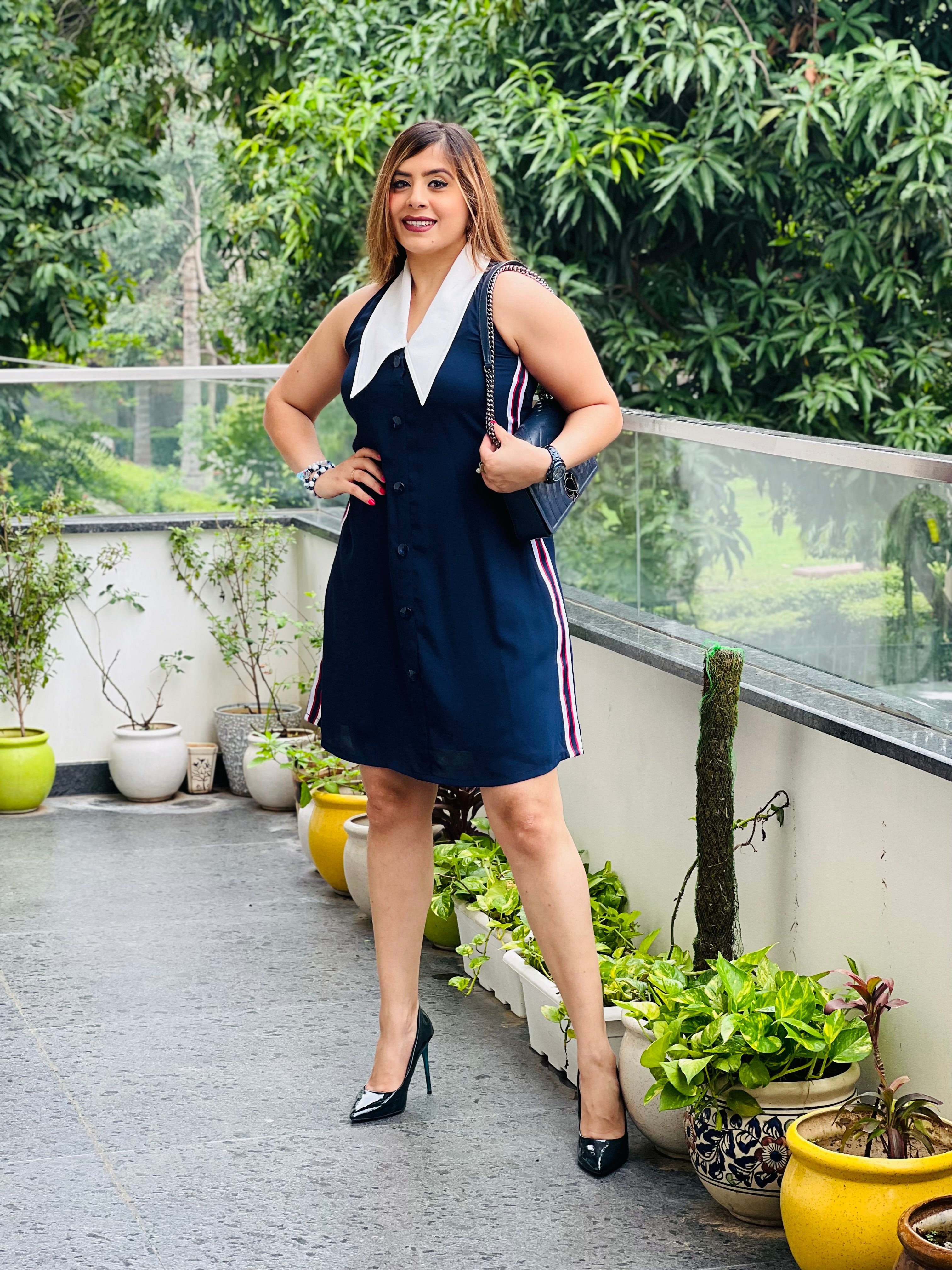 Happy High Collar Dress