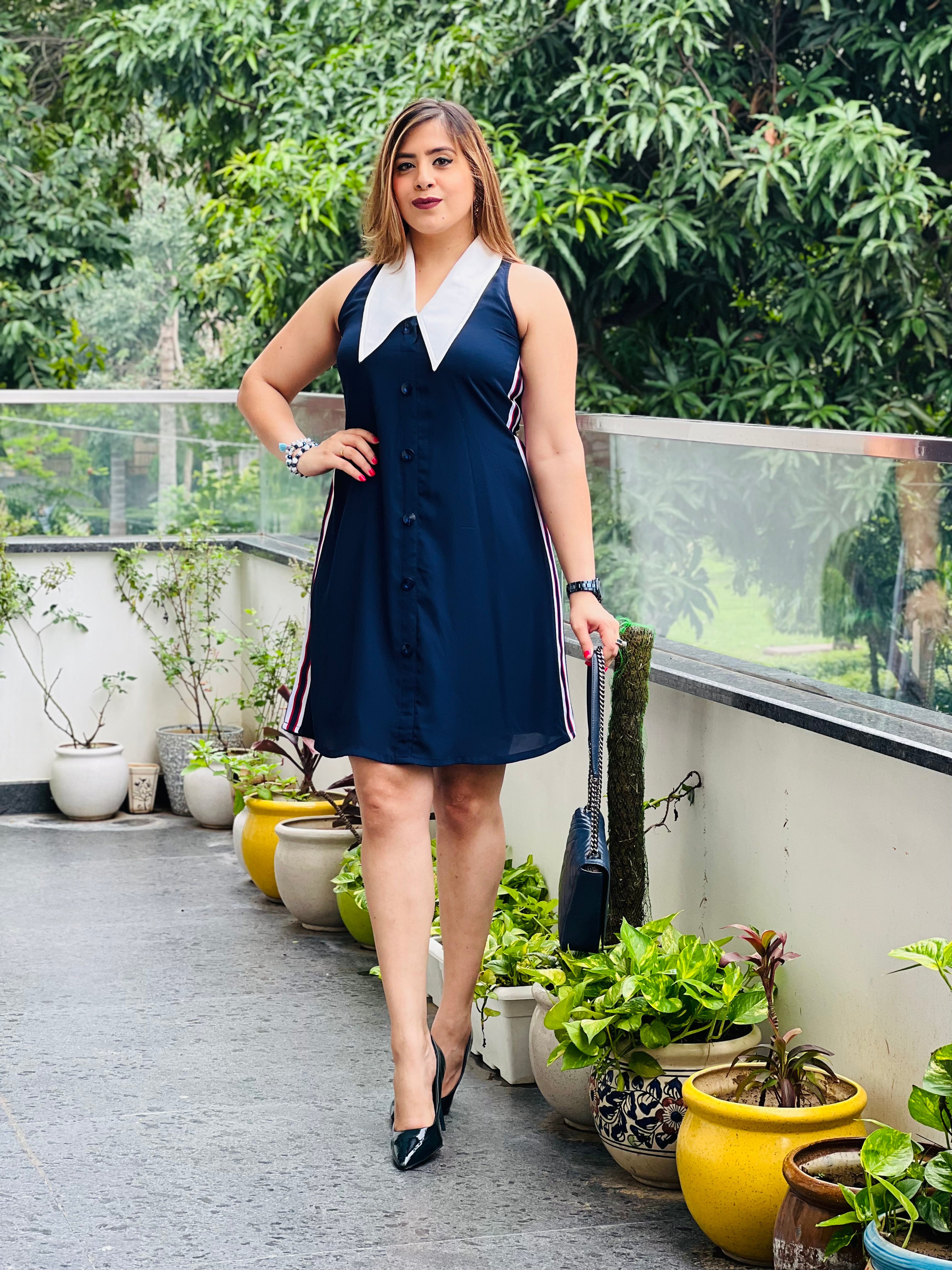 Happy High Collar Dress