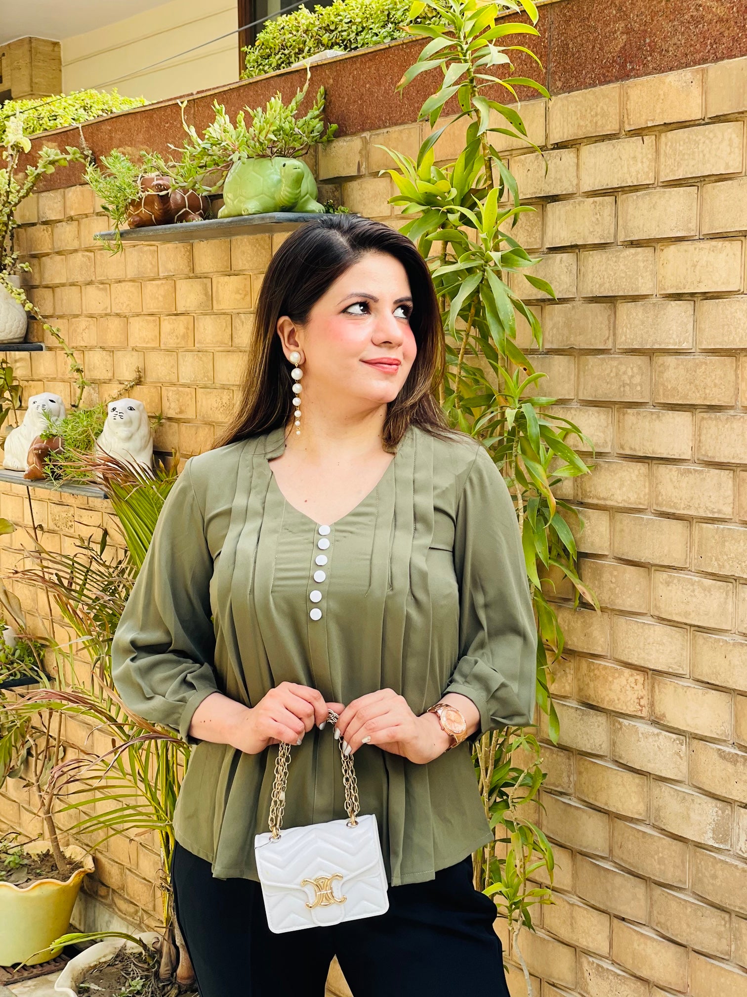 Crocodile Green Formal Top
