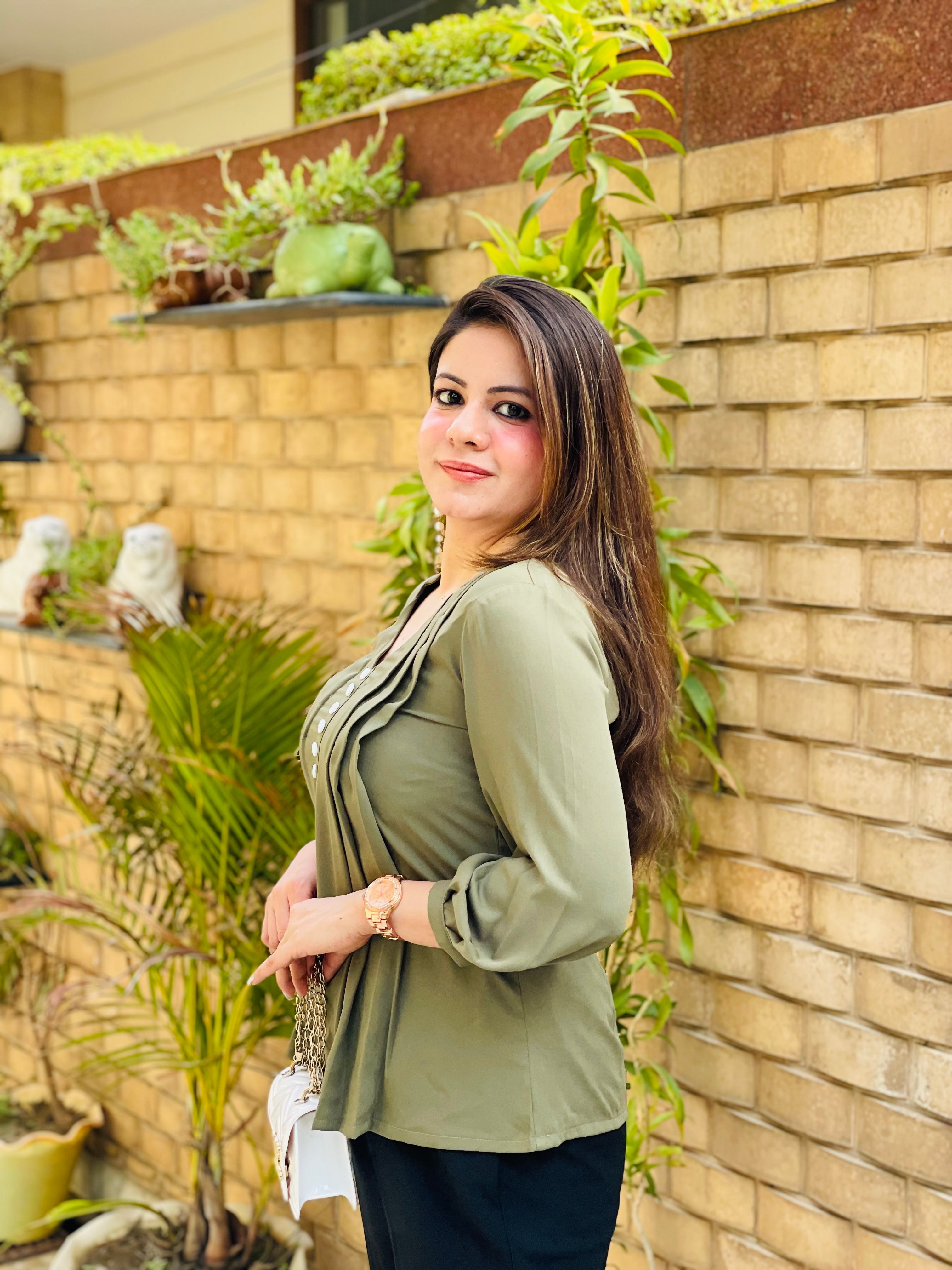 Crocodile Green Formal Top