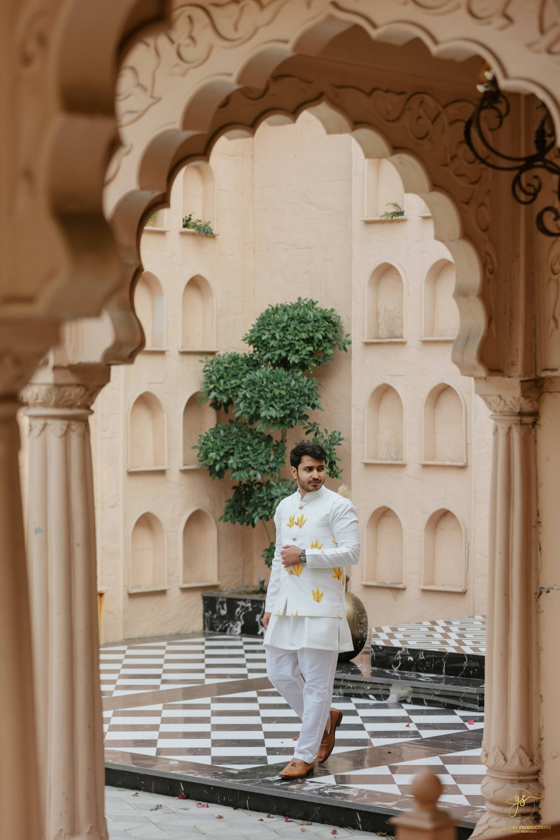 Golden Leaf Hand Painted Waist Coat