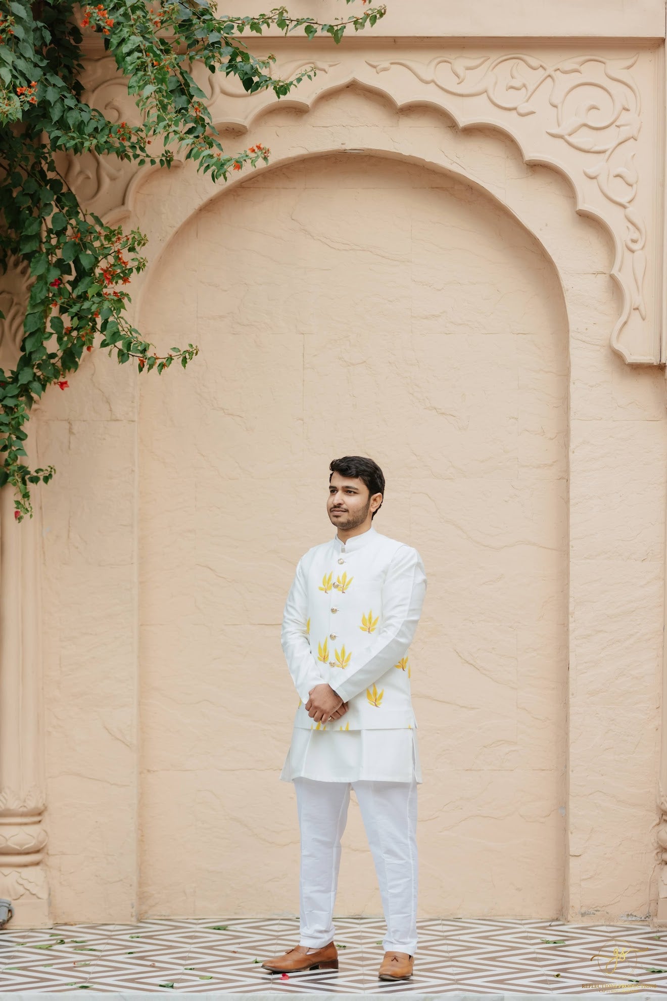 Golden Leaf Hand Painted Waist Coat