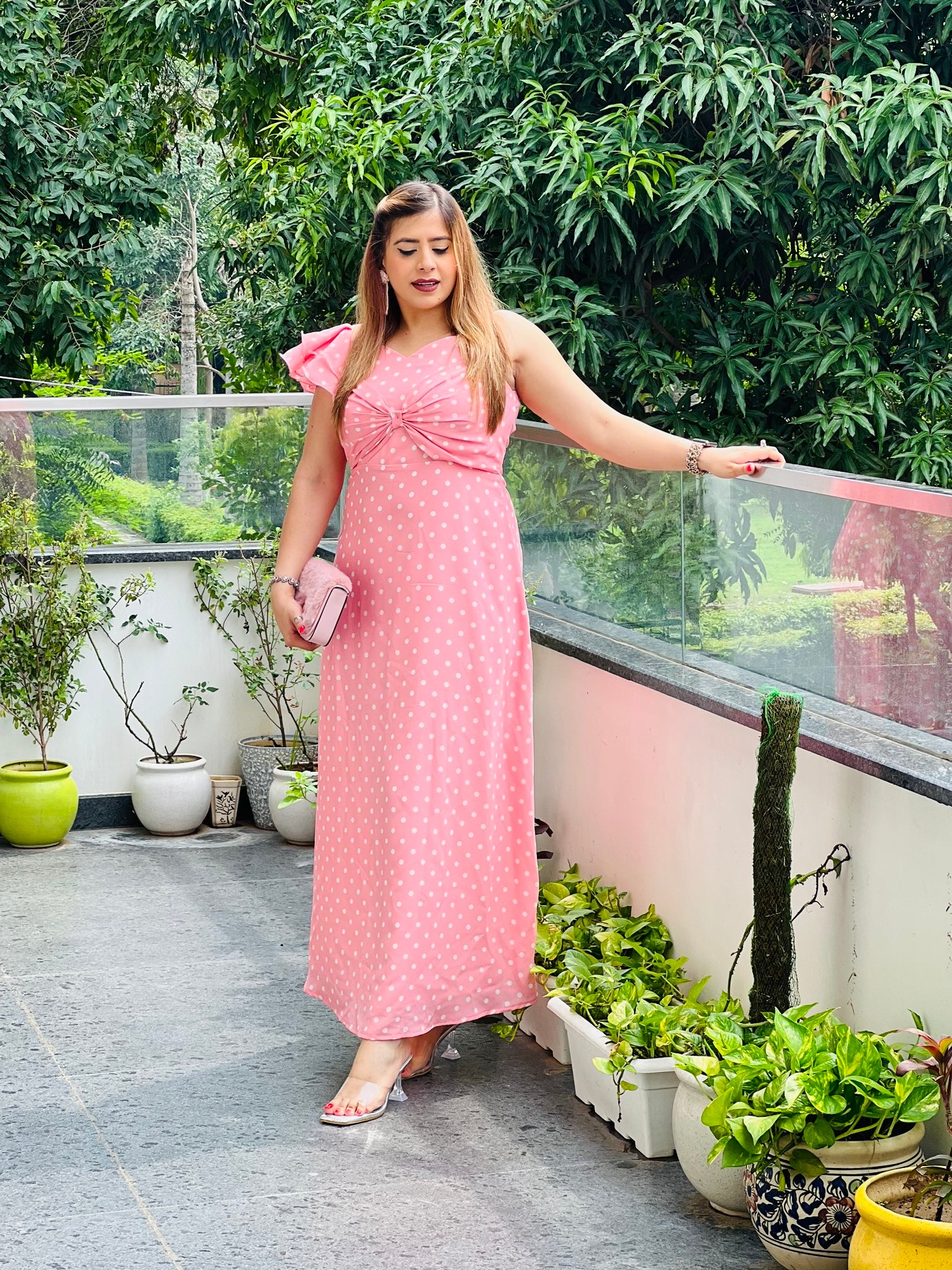 Baby Pink Polka Dot Maxi