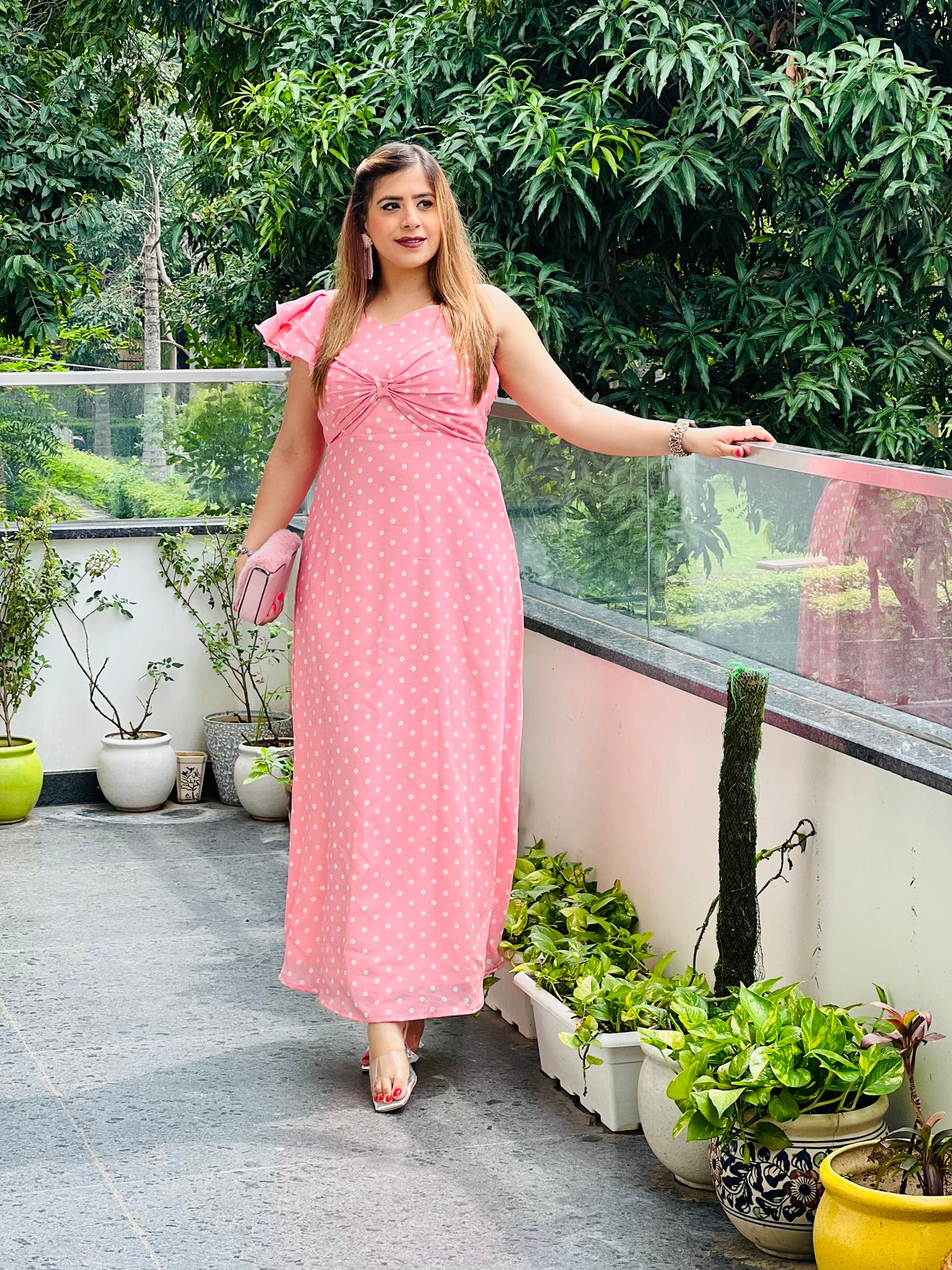 Baby Pink Polka Dot Maxi