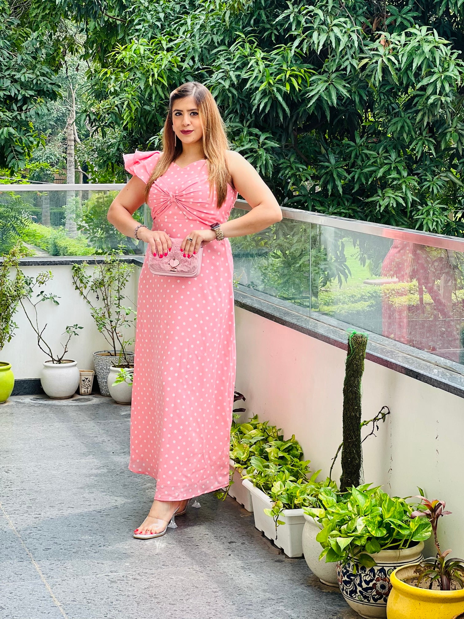 Baby Pink Polka Dot Maxi