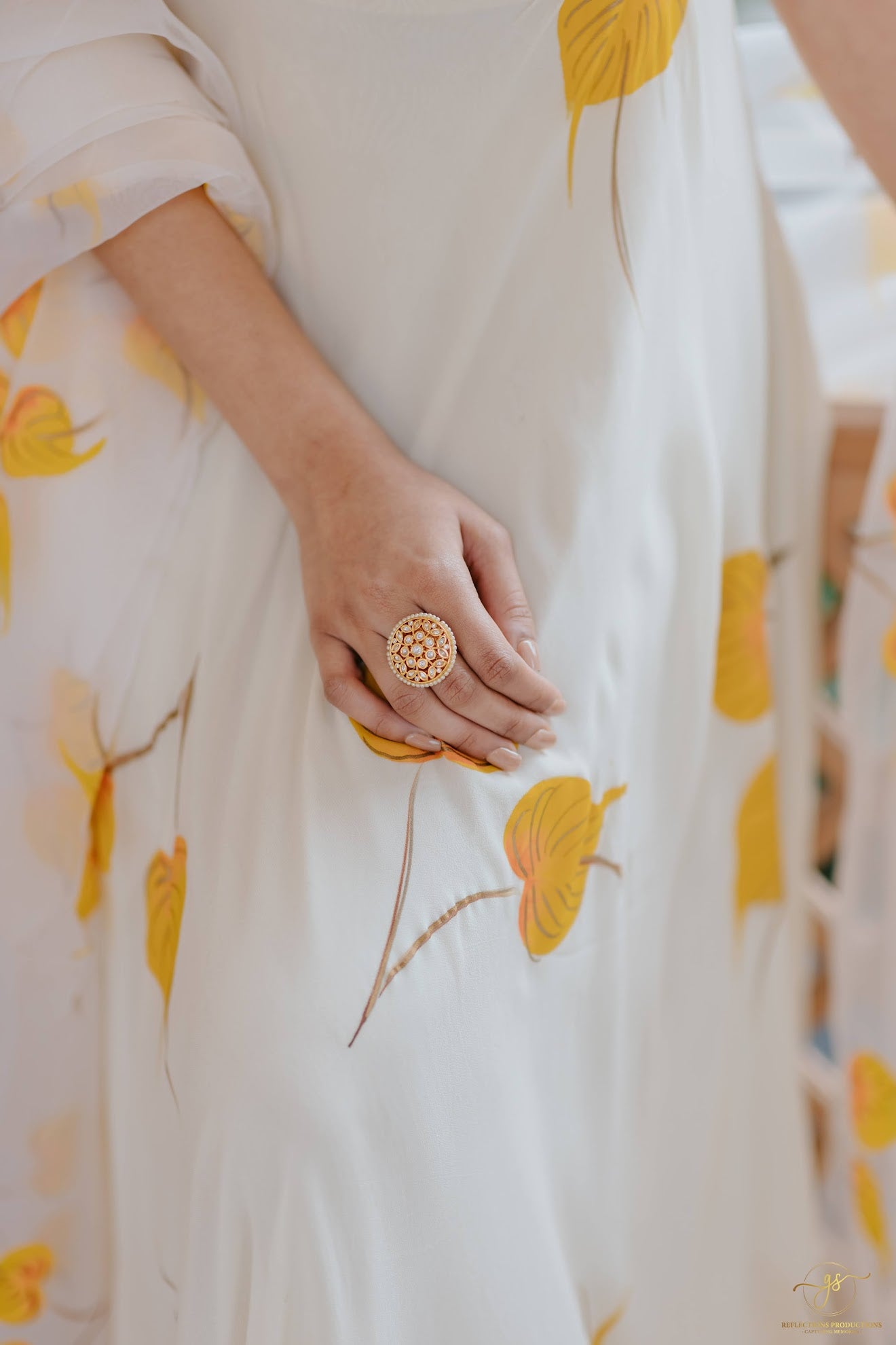 Cream Hand Painted Anarkali