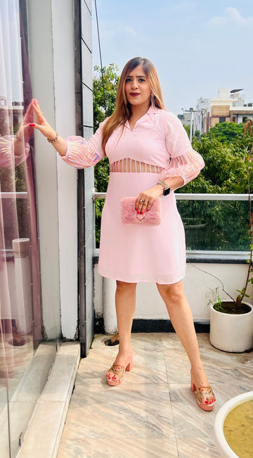 Pink Holographic Shirt Dress