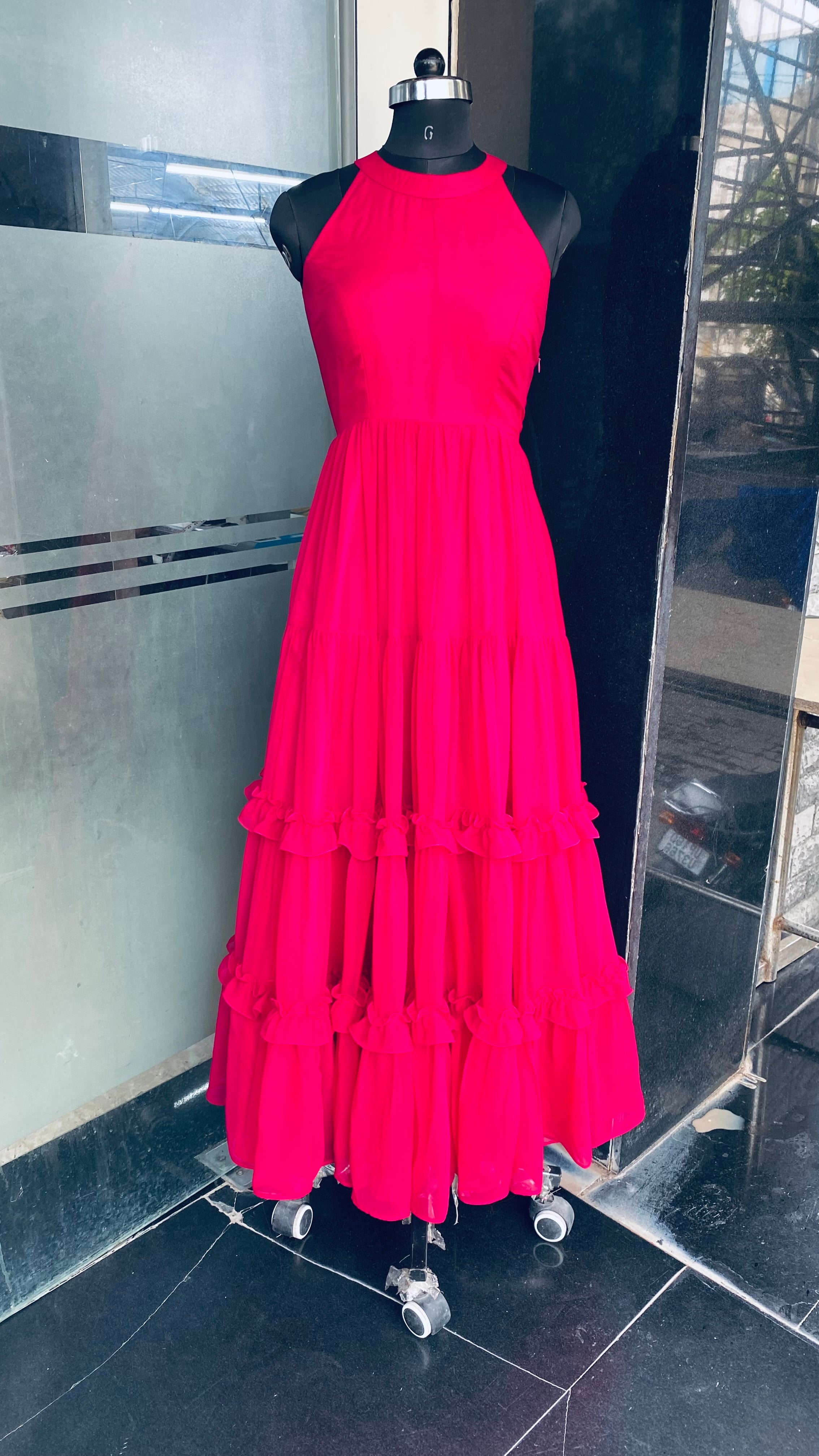 Flaired Hot Pink Maxi