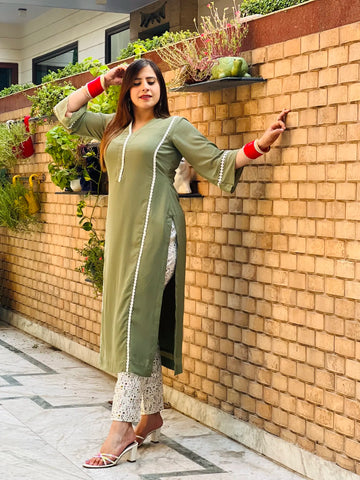 Olive Kurti with Pants