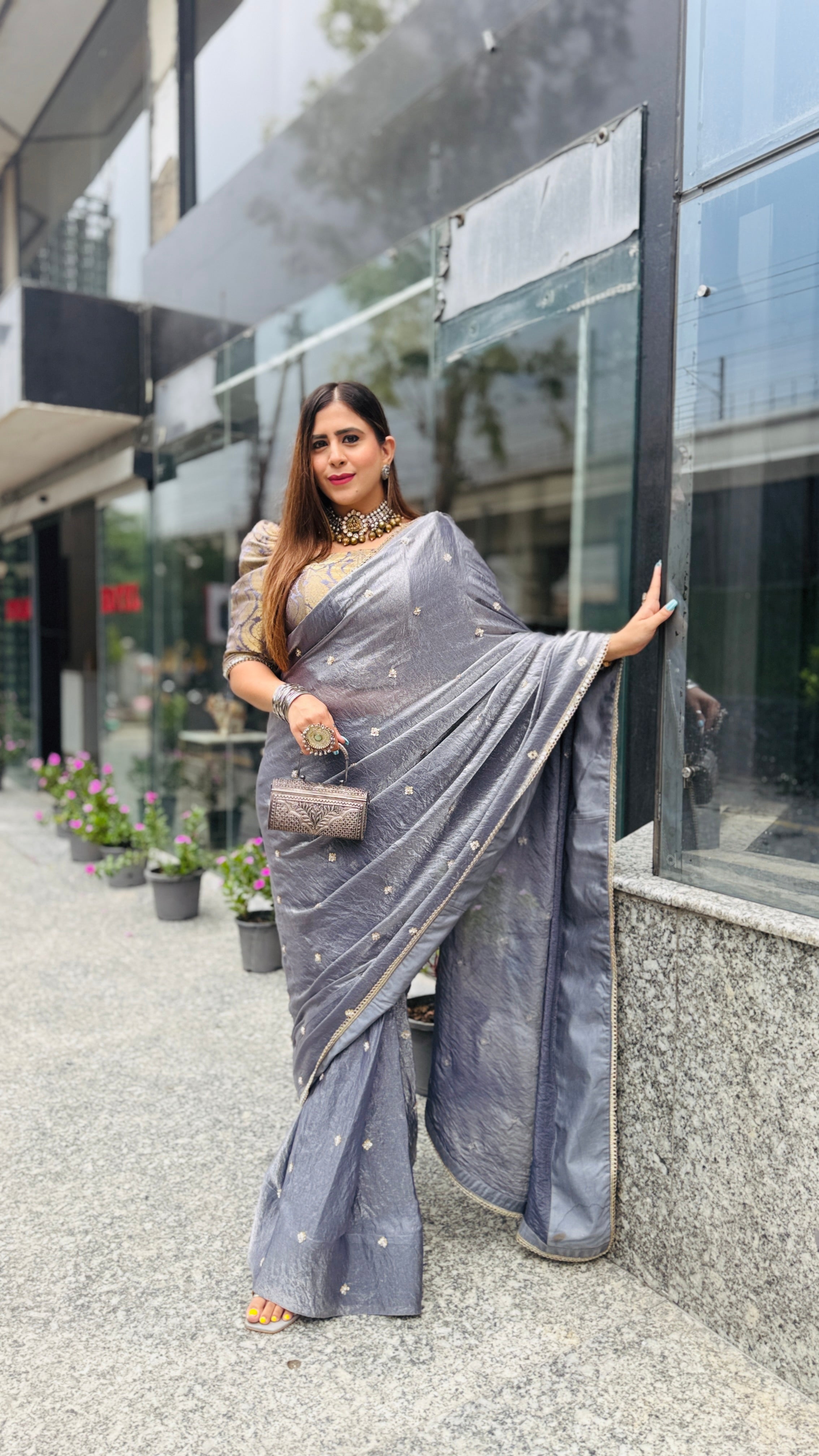 Crushed Tissue One Minute Saree