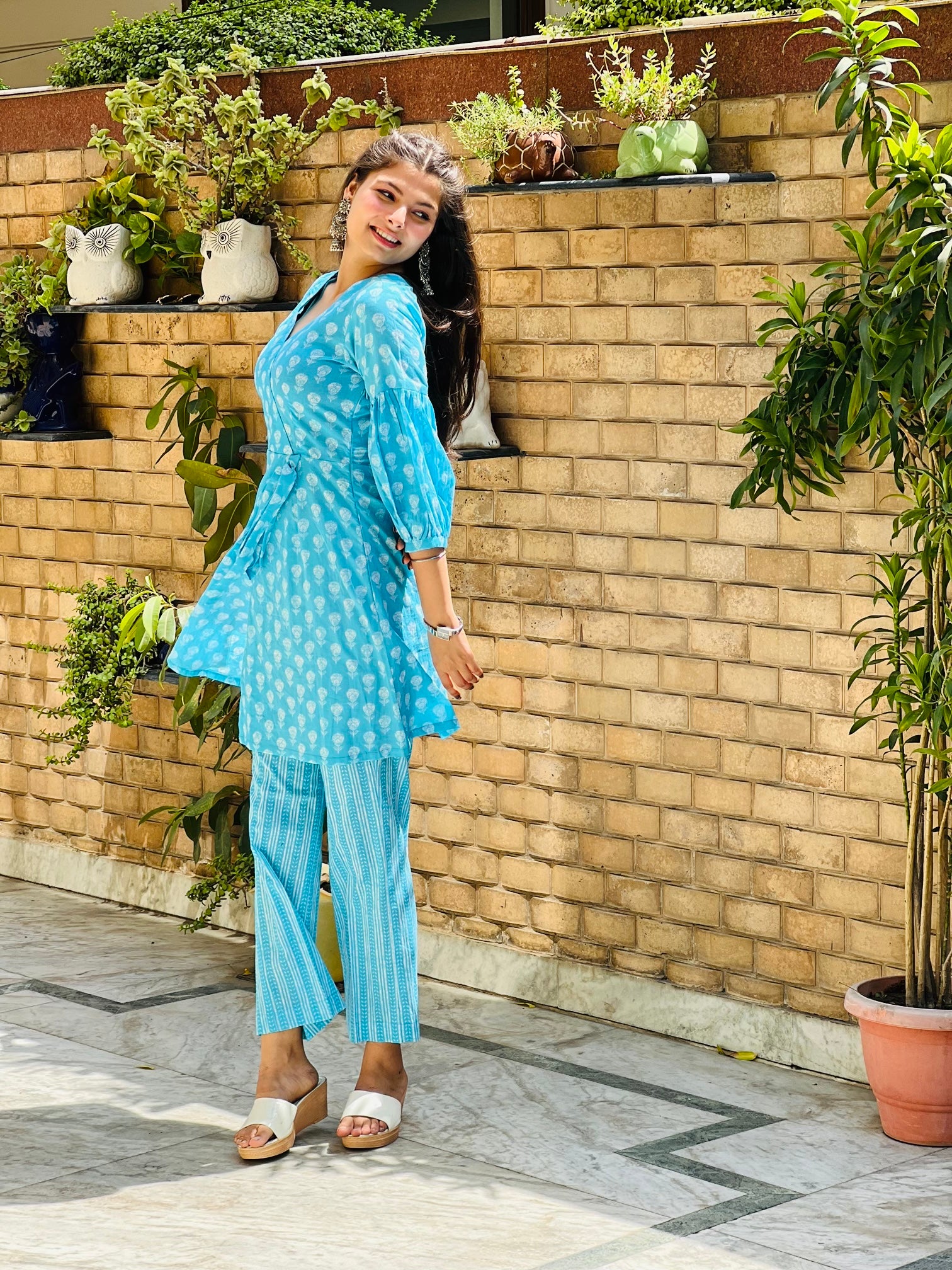 Powder Blue Jaipuri Co-ord