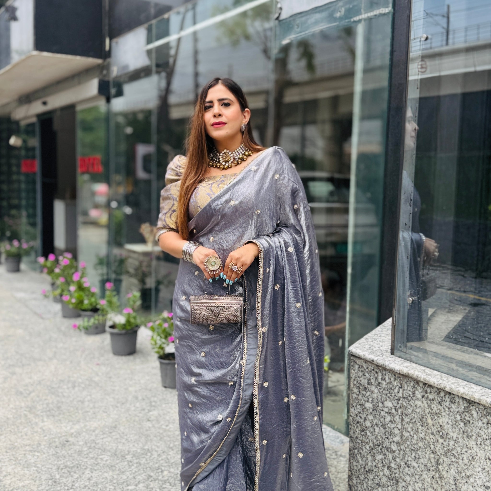 Crushed Tissue One Minute Saree