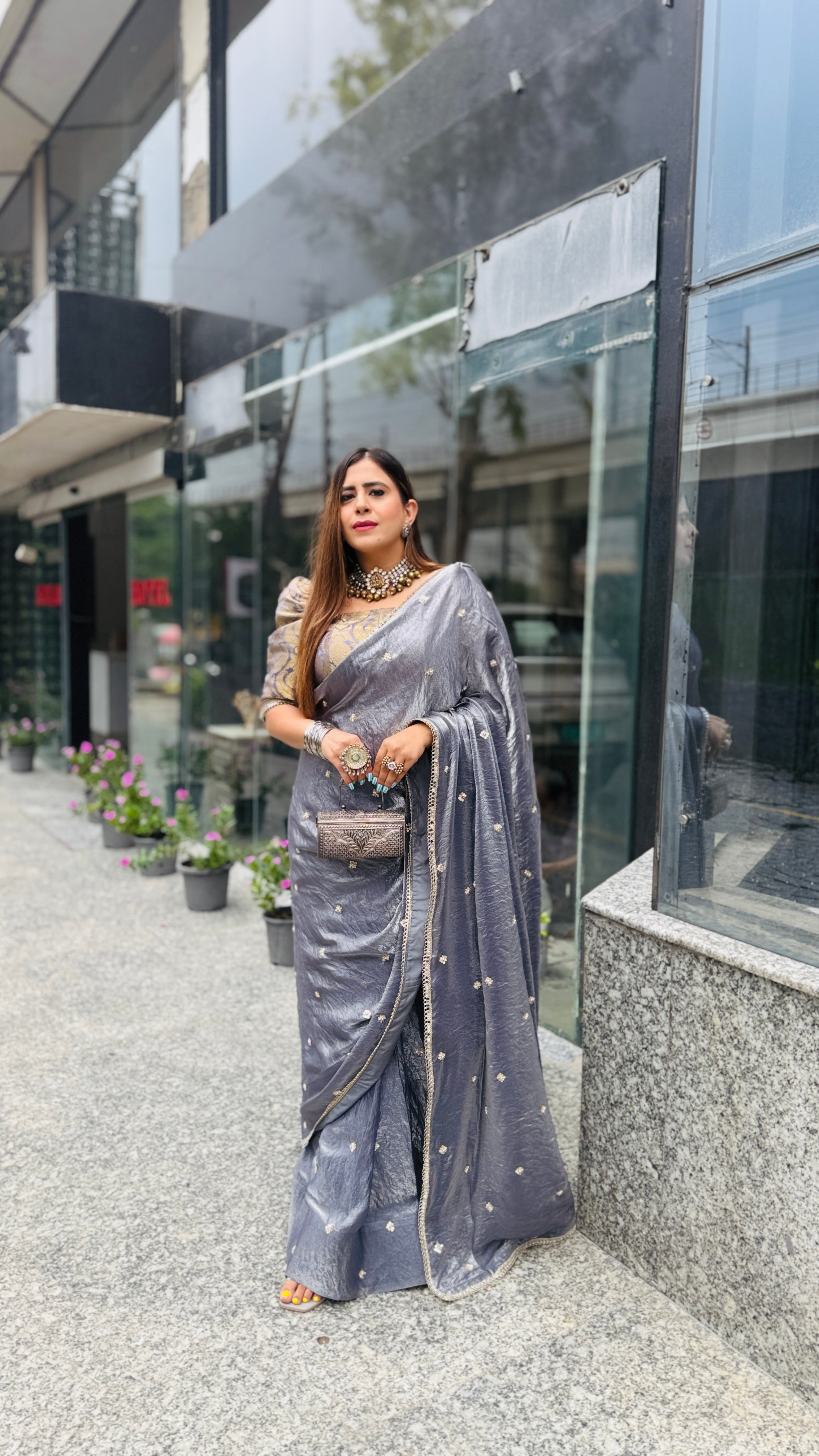 Crushed Tissue One Minute Saree