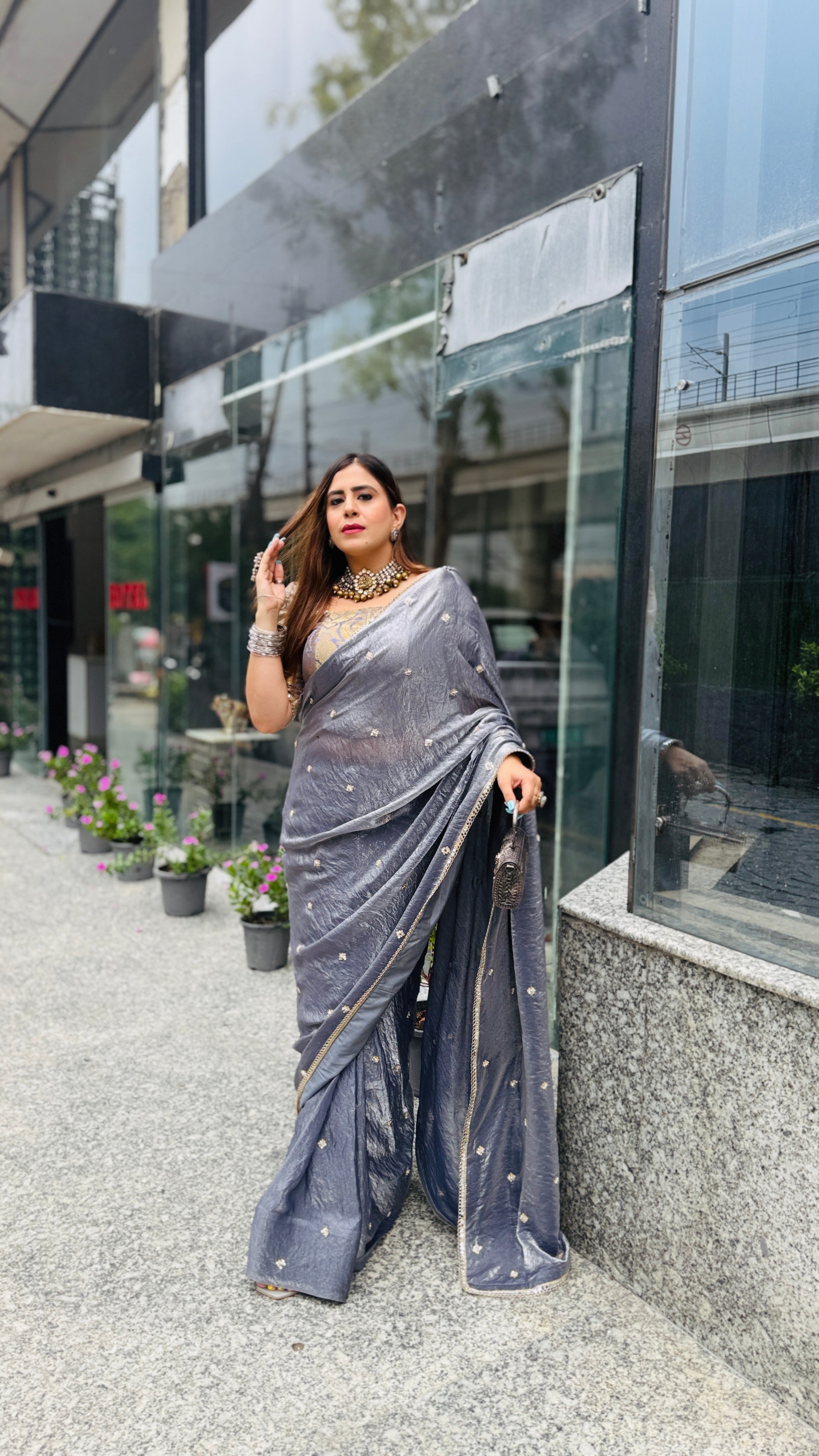 Crushed Tissue One Minute Saree
