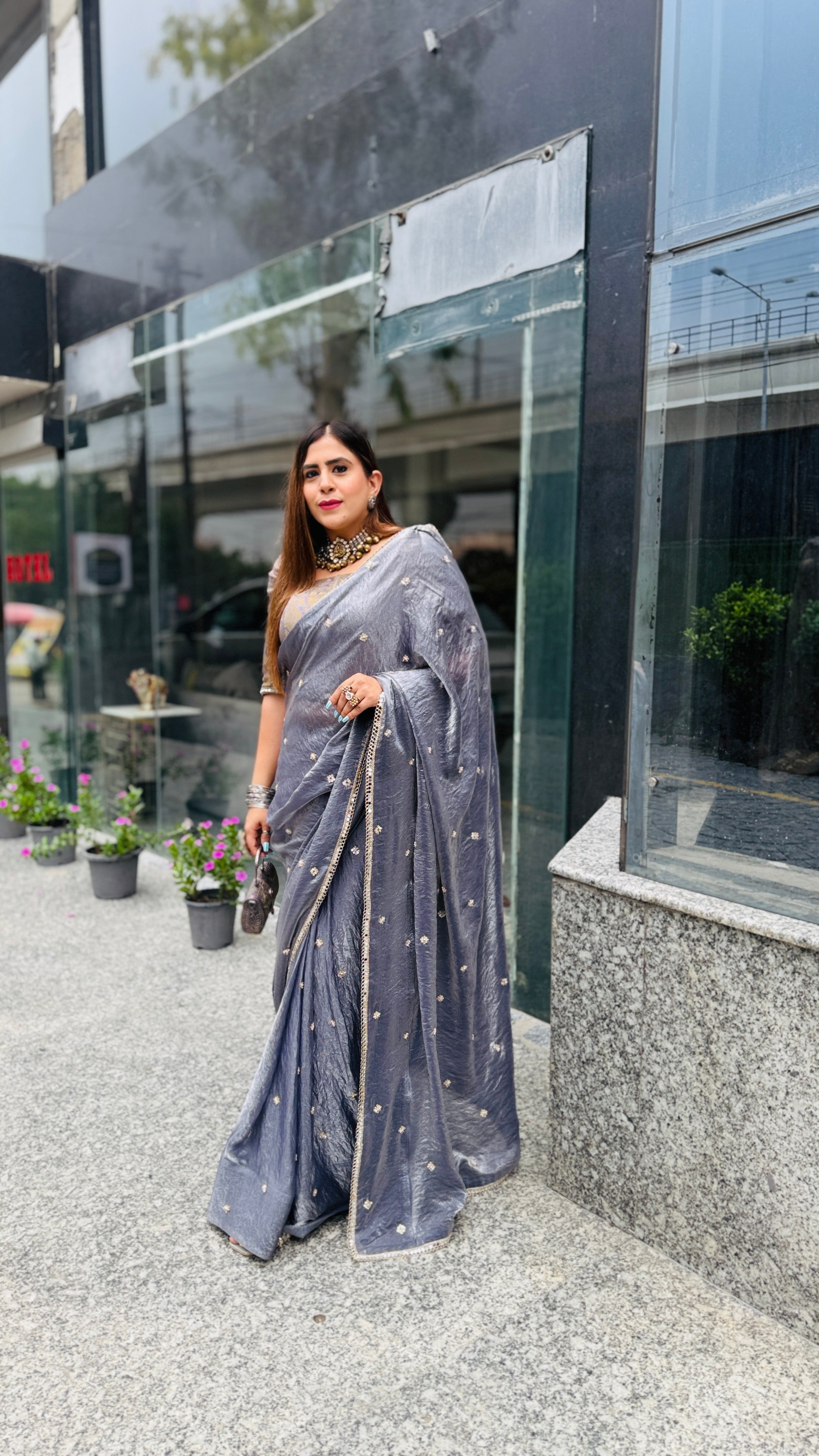 Crushed Tissue One Minute Saree