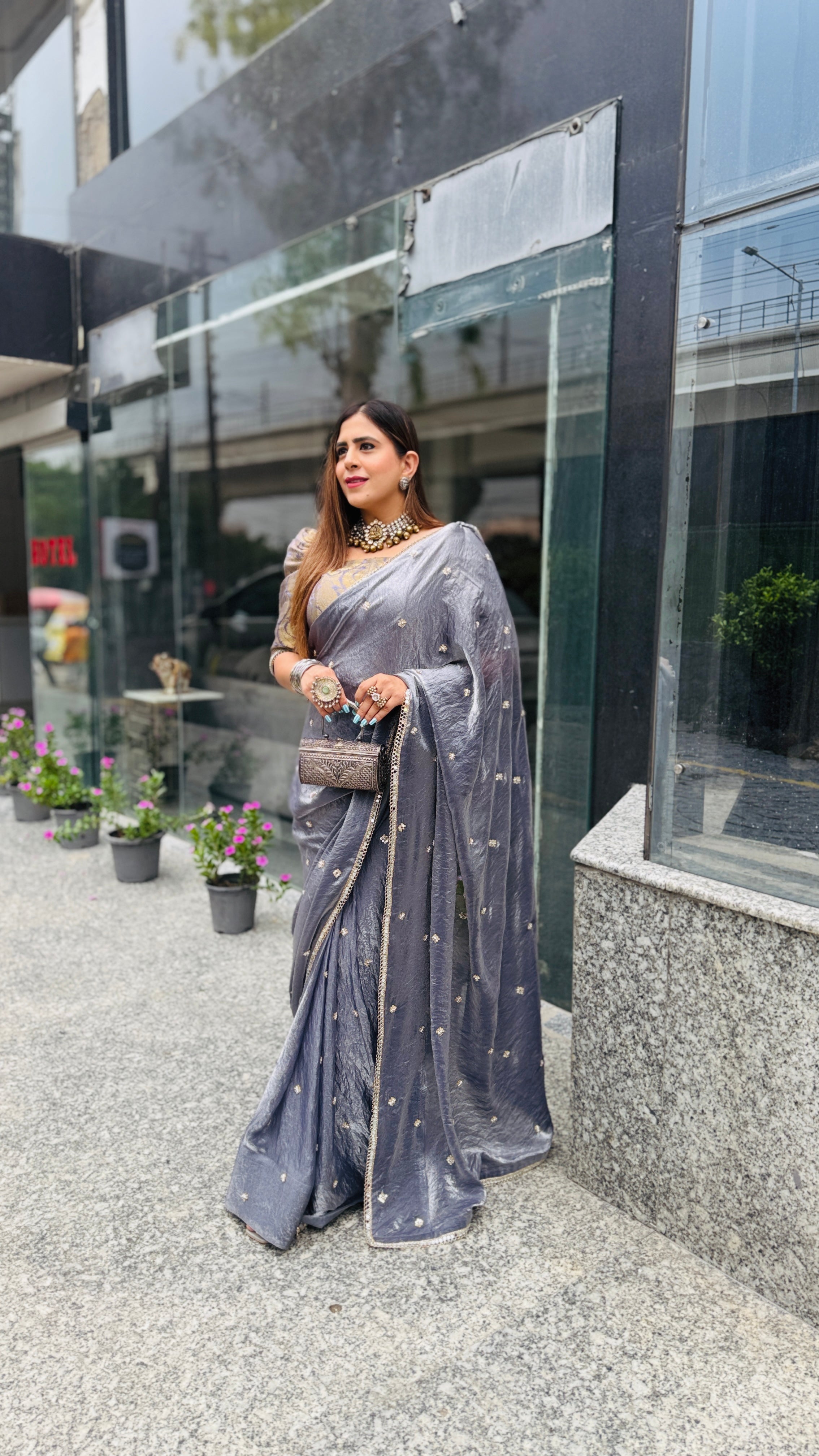 Crushed Tissue One Minute Saree