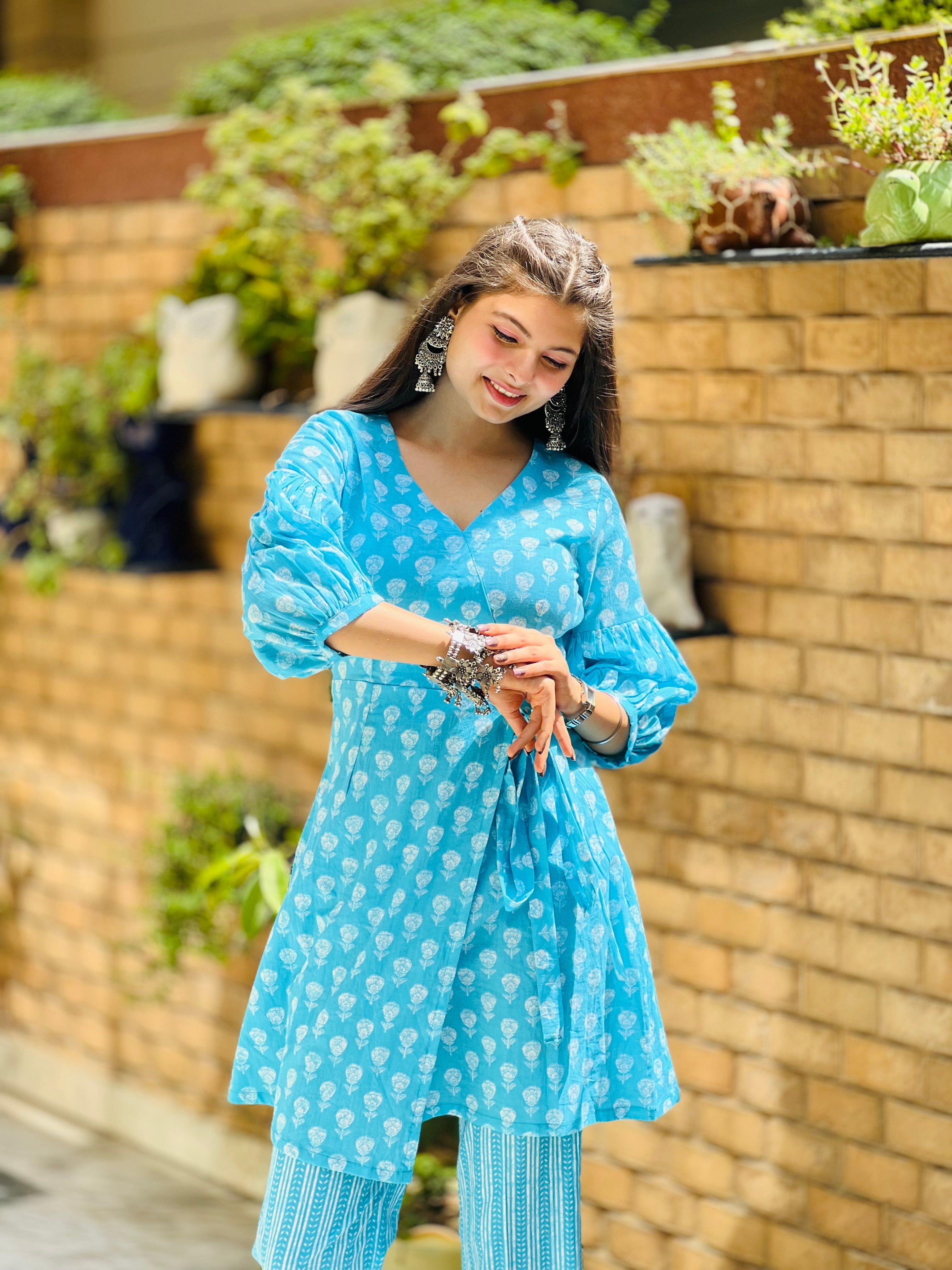 Powder Blue Jaipuri Co-ord