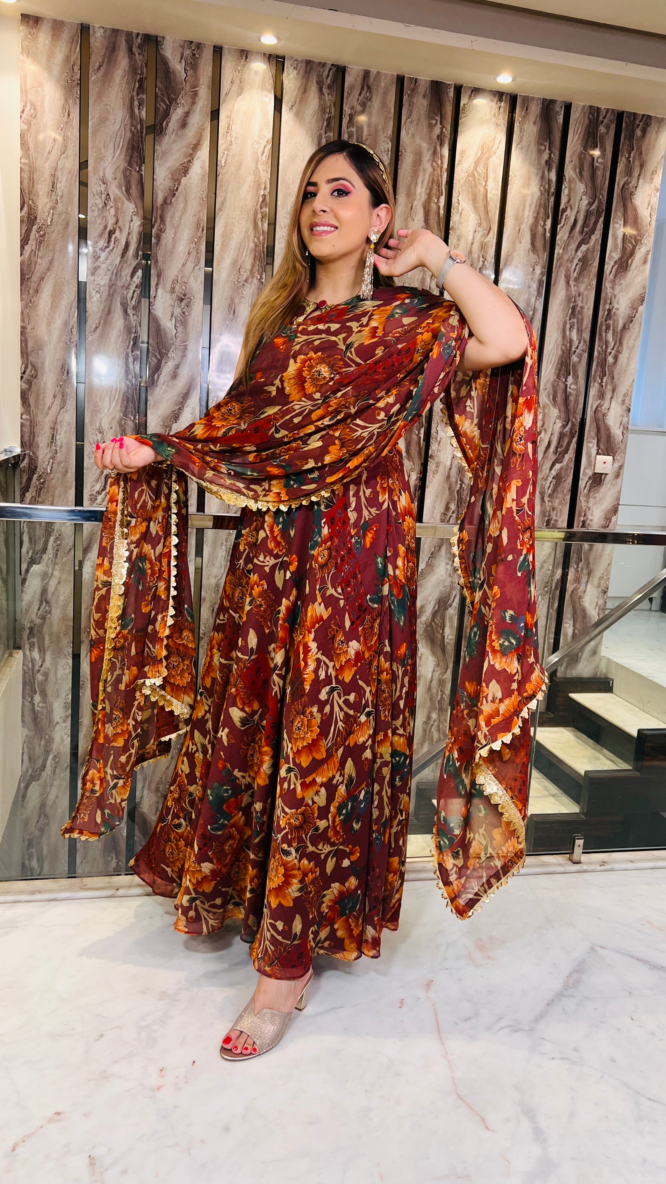Wine Teej Anarkali