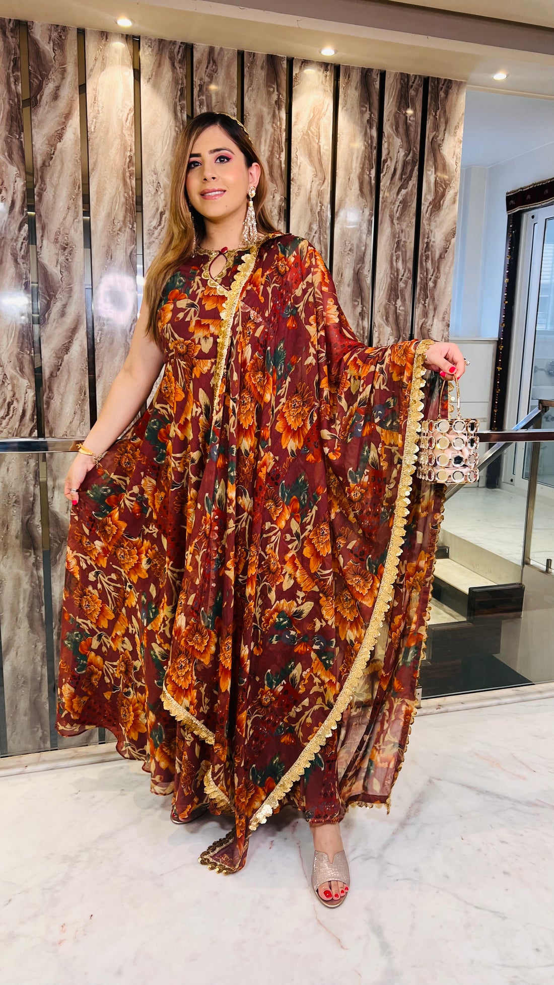 Wine Teej Anarkali