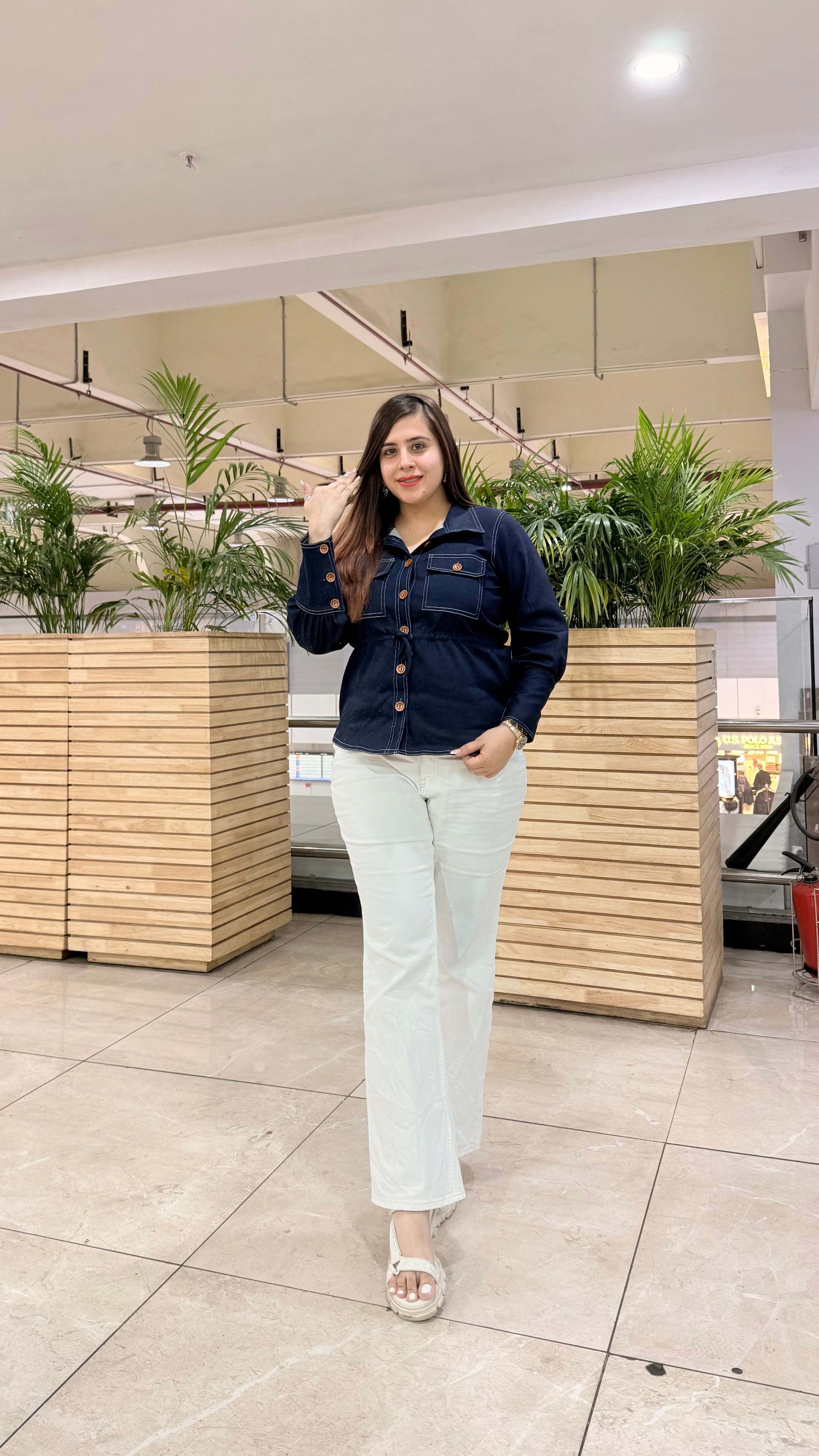 Denim-ised Drawstring Top