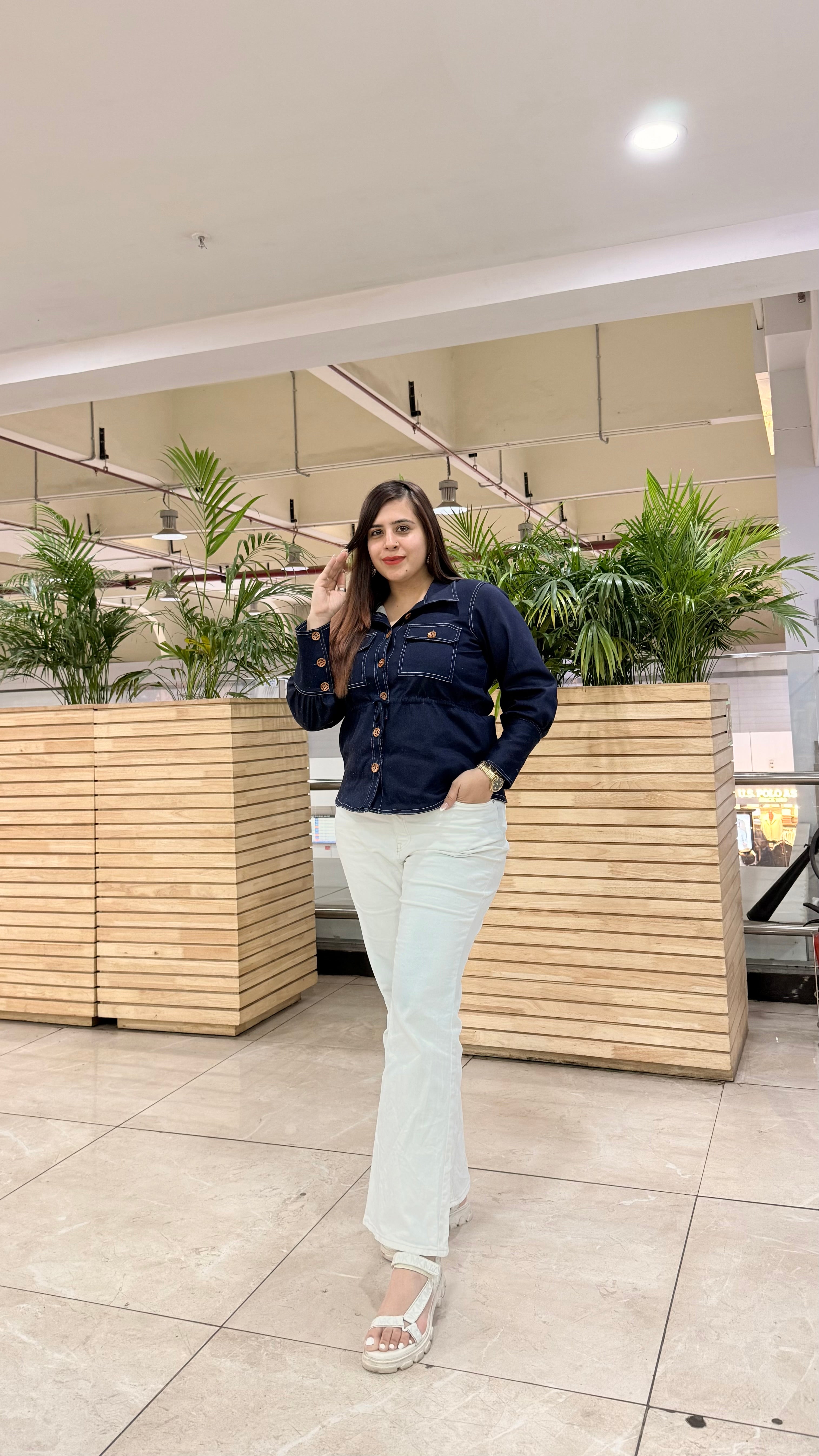 Denim-ised Drawstring Top