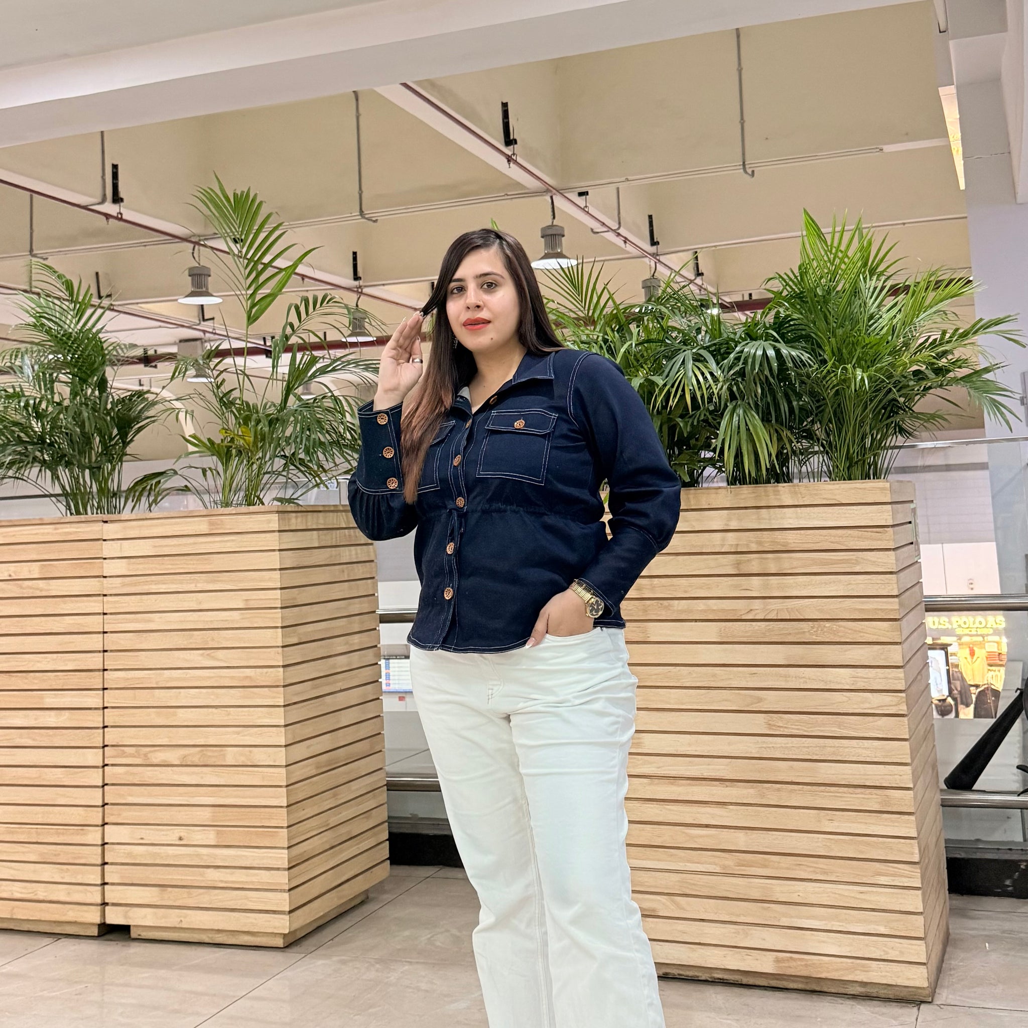 Denim-ised Drawstring Top