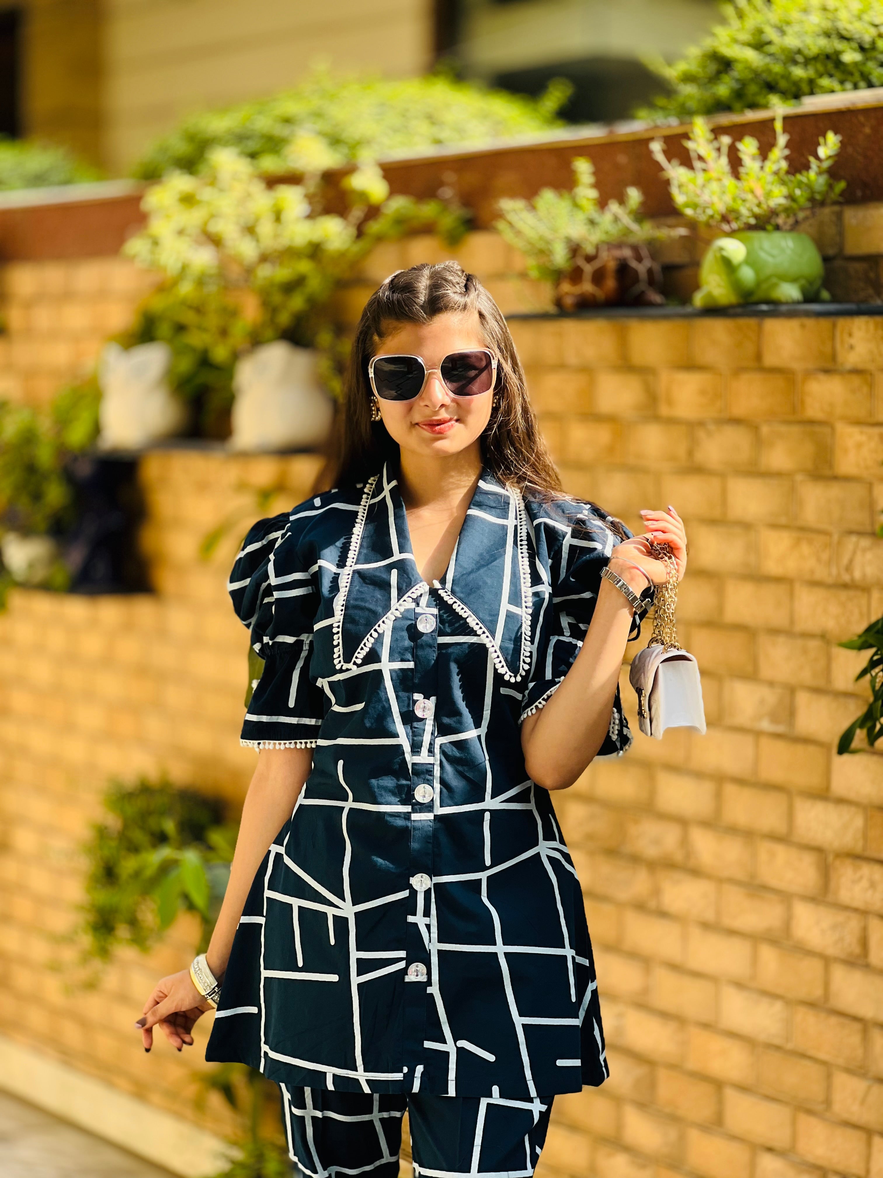 Navy Blue Cotton Co-ord
