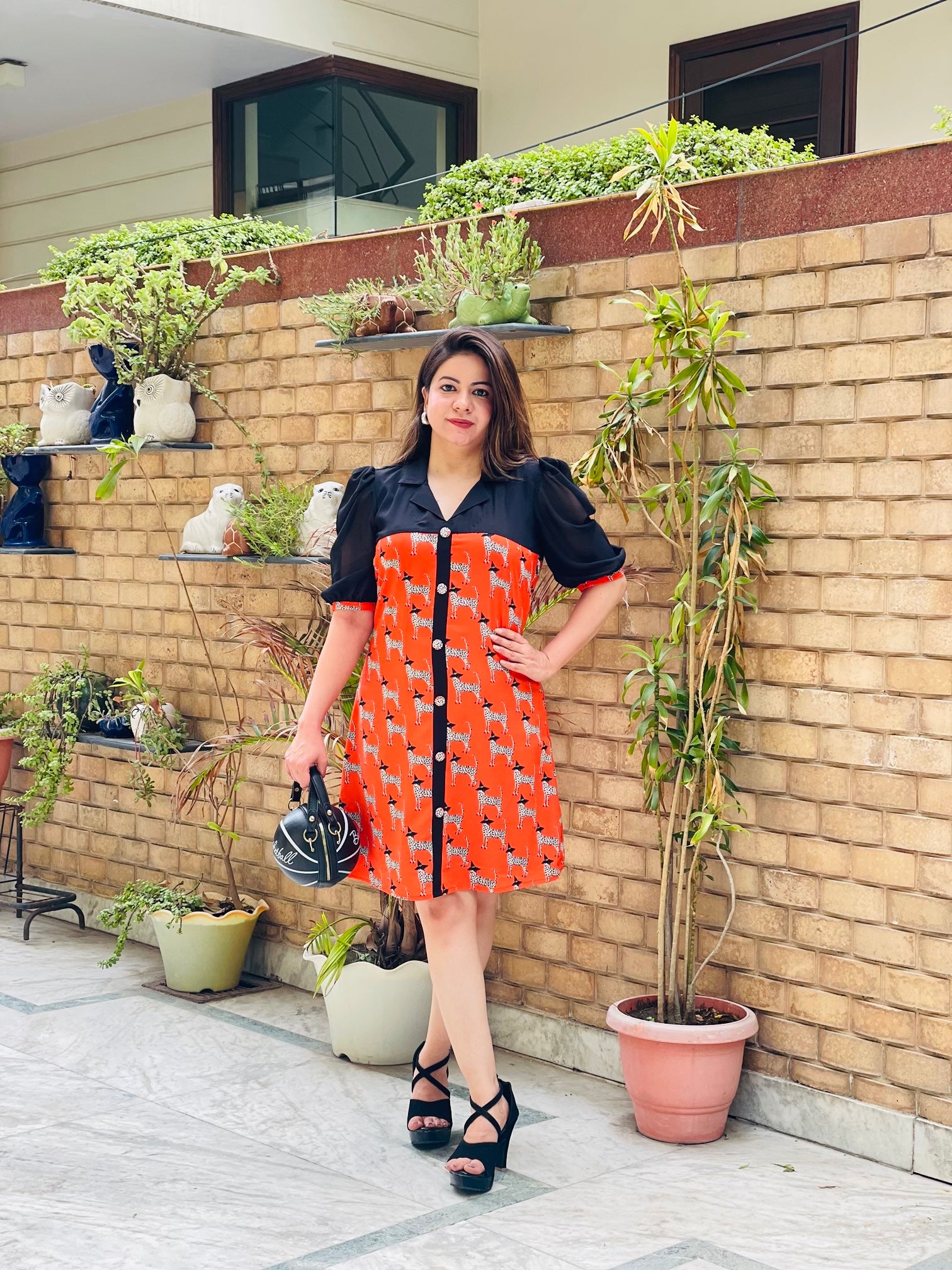 orange zebra dress Zebra Print Halter Cutout Smocked Back Maxi Dress