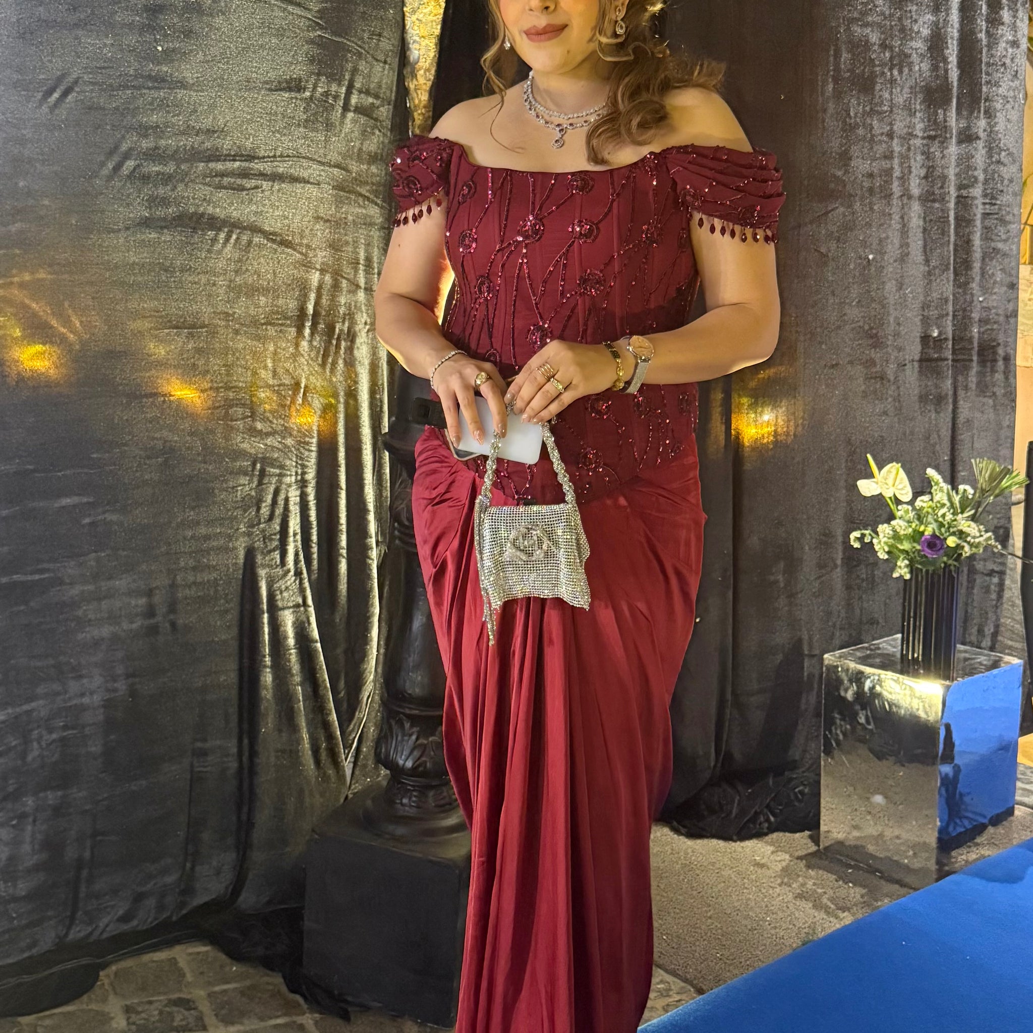 Date The Maroon Corset + Drape Skirt