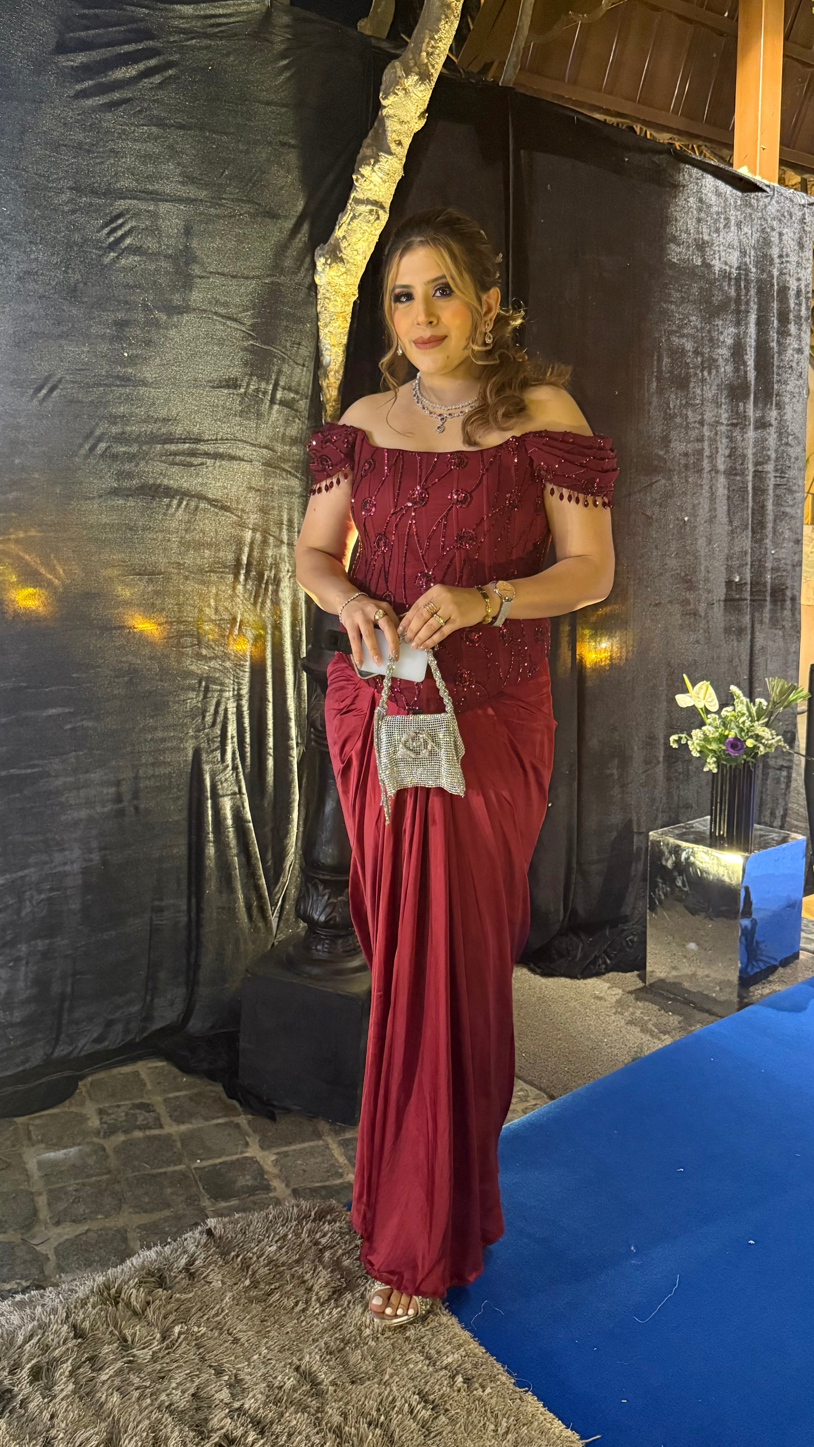 Date The Maroon Corset + Drape Skirt