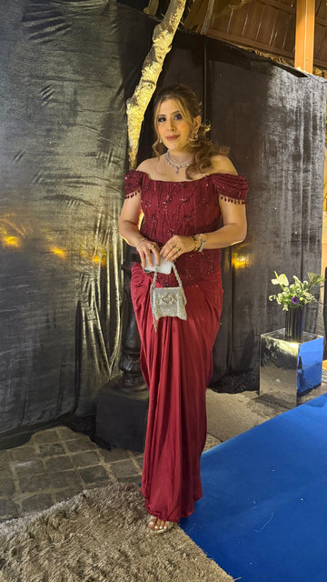 Date The Maroon Corset + Drape Skirt