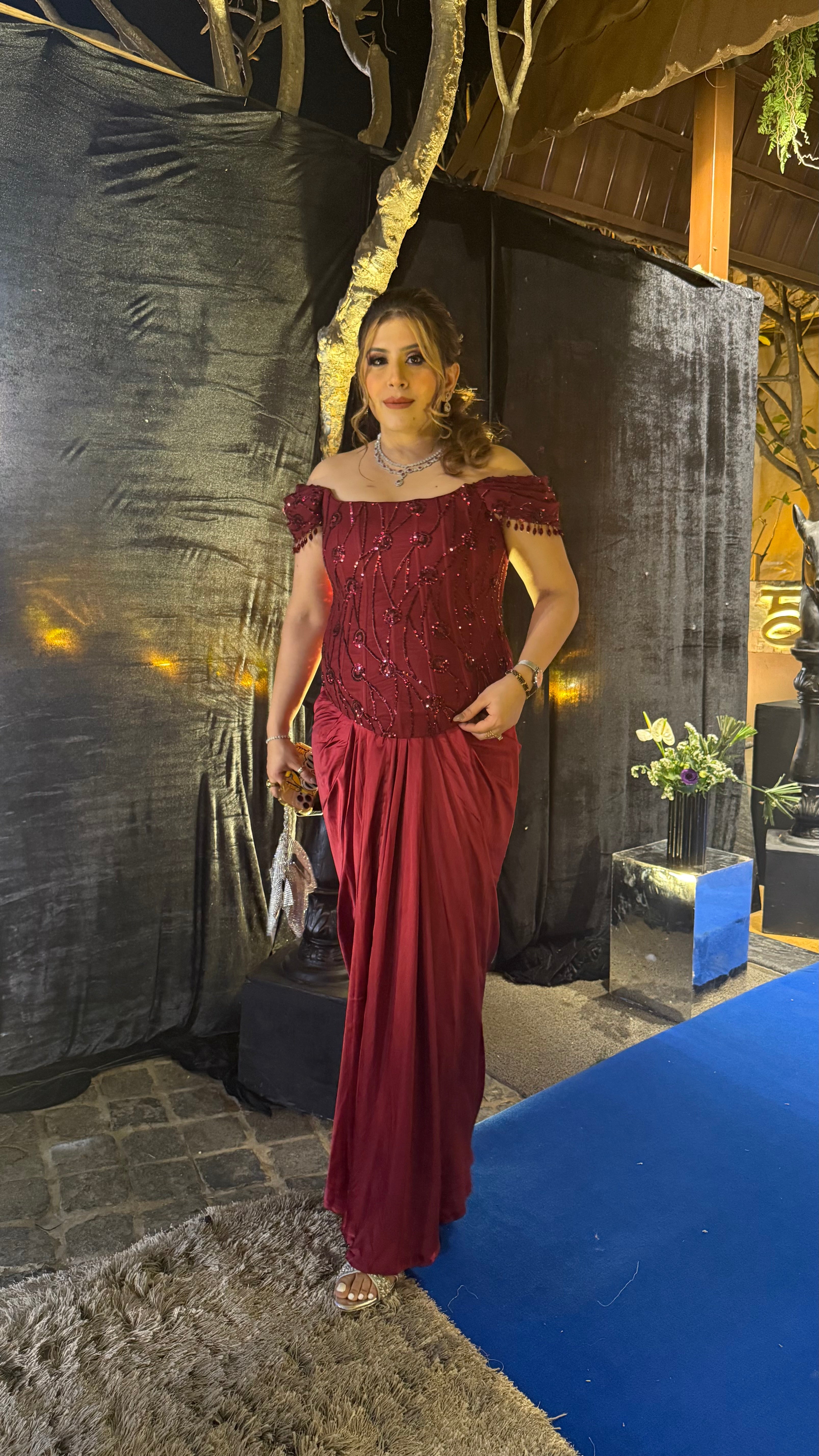 Date The Maroon Corset + Drape Skirt