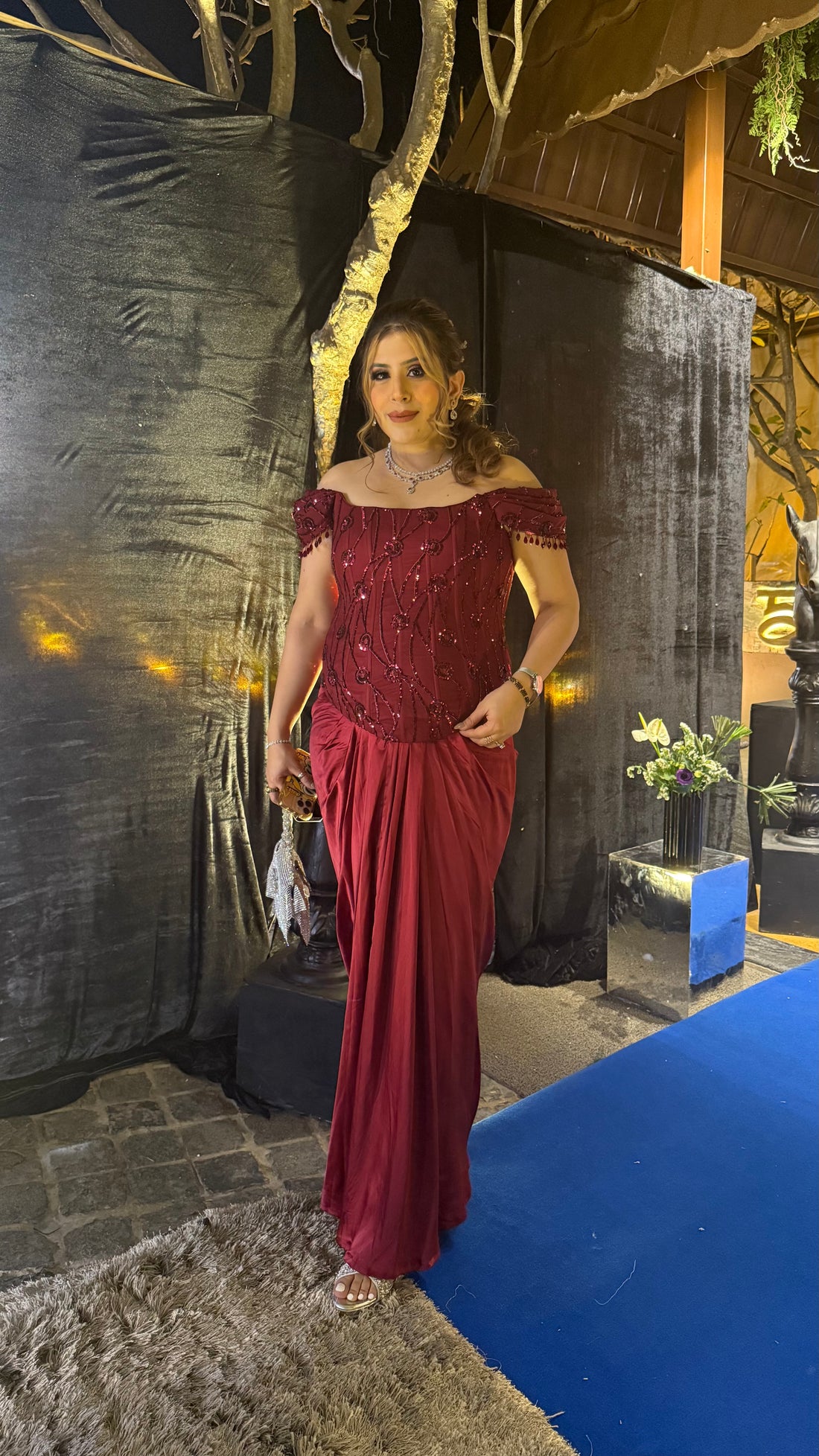 Date The Maroon Corset + Drape Skirt